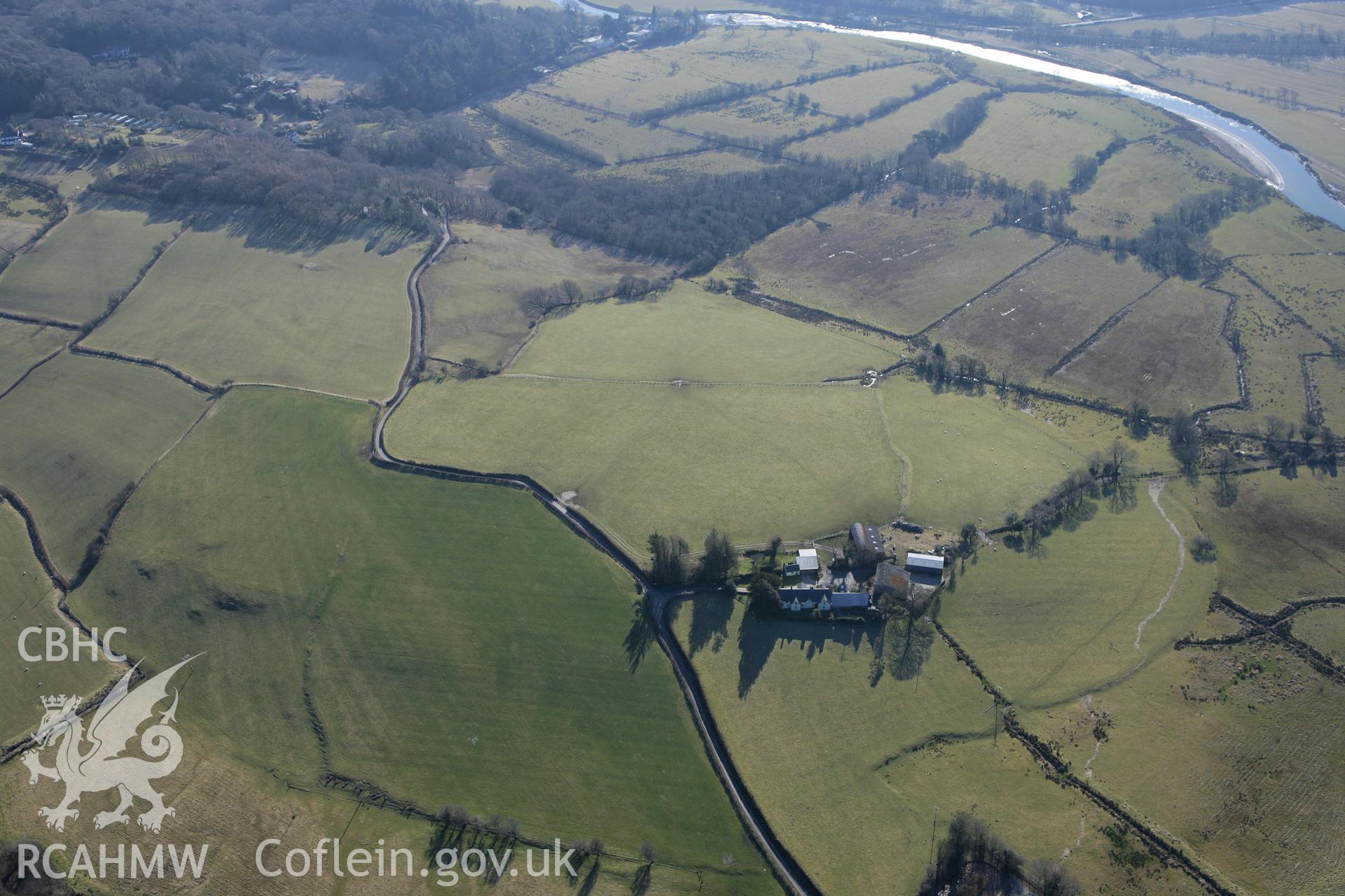 RCAHMW colour oblique photograph of Cefn Caer Roman Fort. Taken by Toby Driver on 08/03/2010.