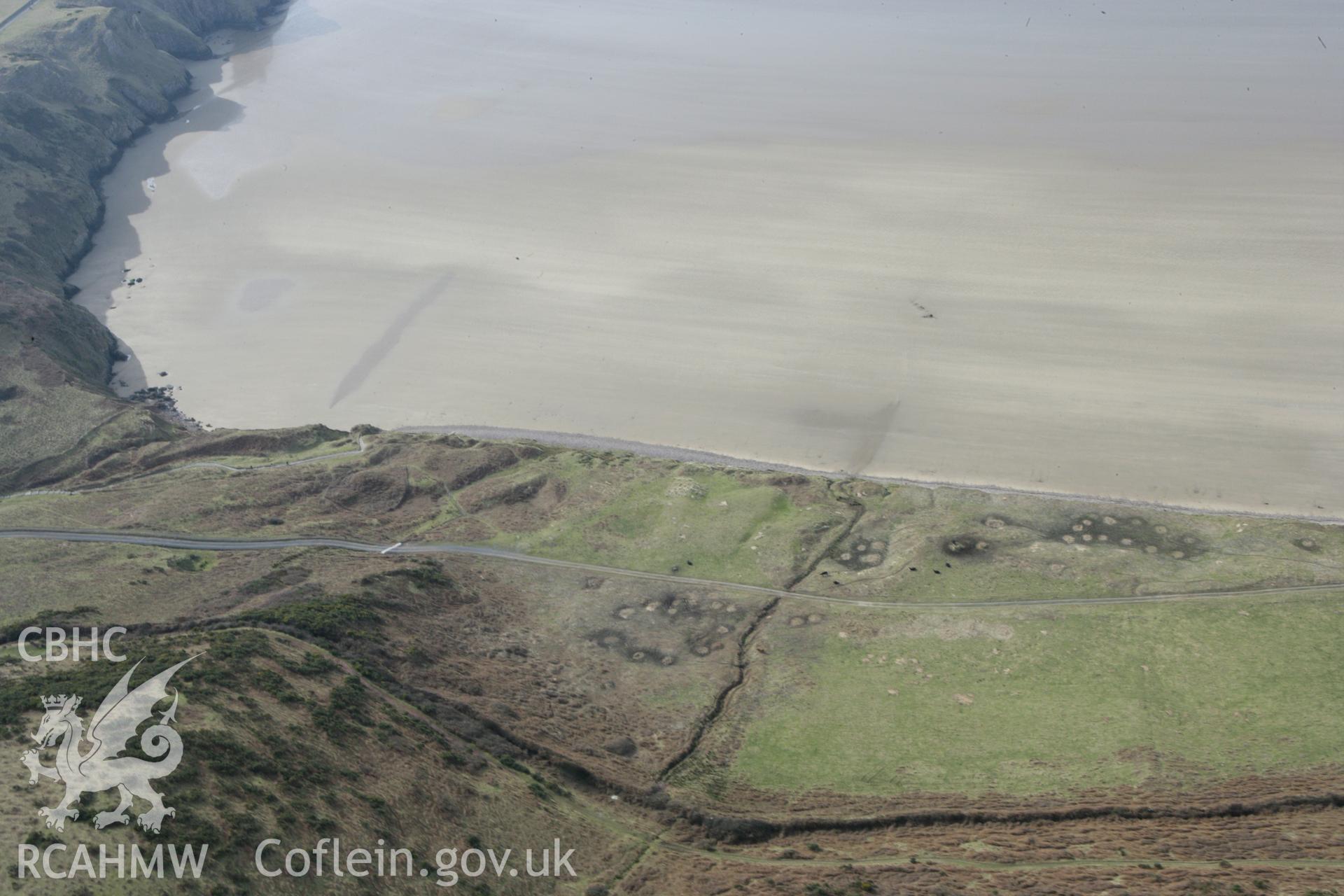 RCAHMW colour oblique photograph of Rhossili Medieval Settlement. Taken by Toby Driver on 02/03/2010.