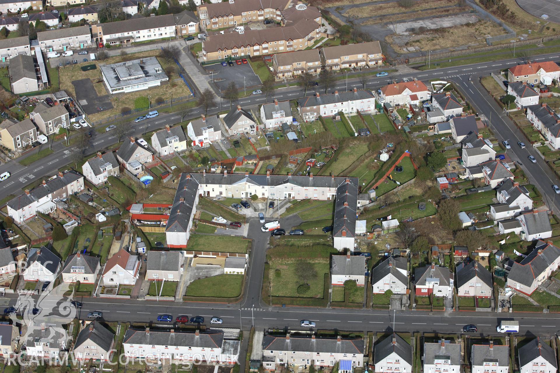 RCAHMW colour oblique photograph of Powys Gardens, Townhill housing estate. Taken by Toby Driver on 02/03/2010.