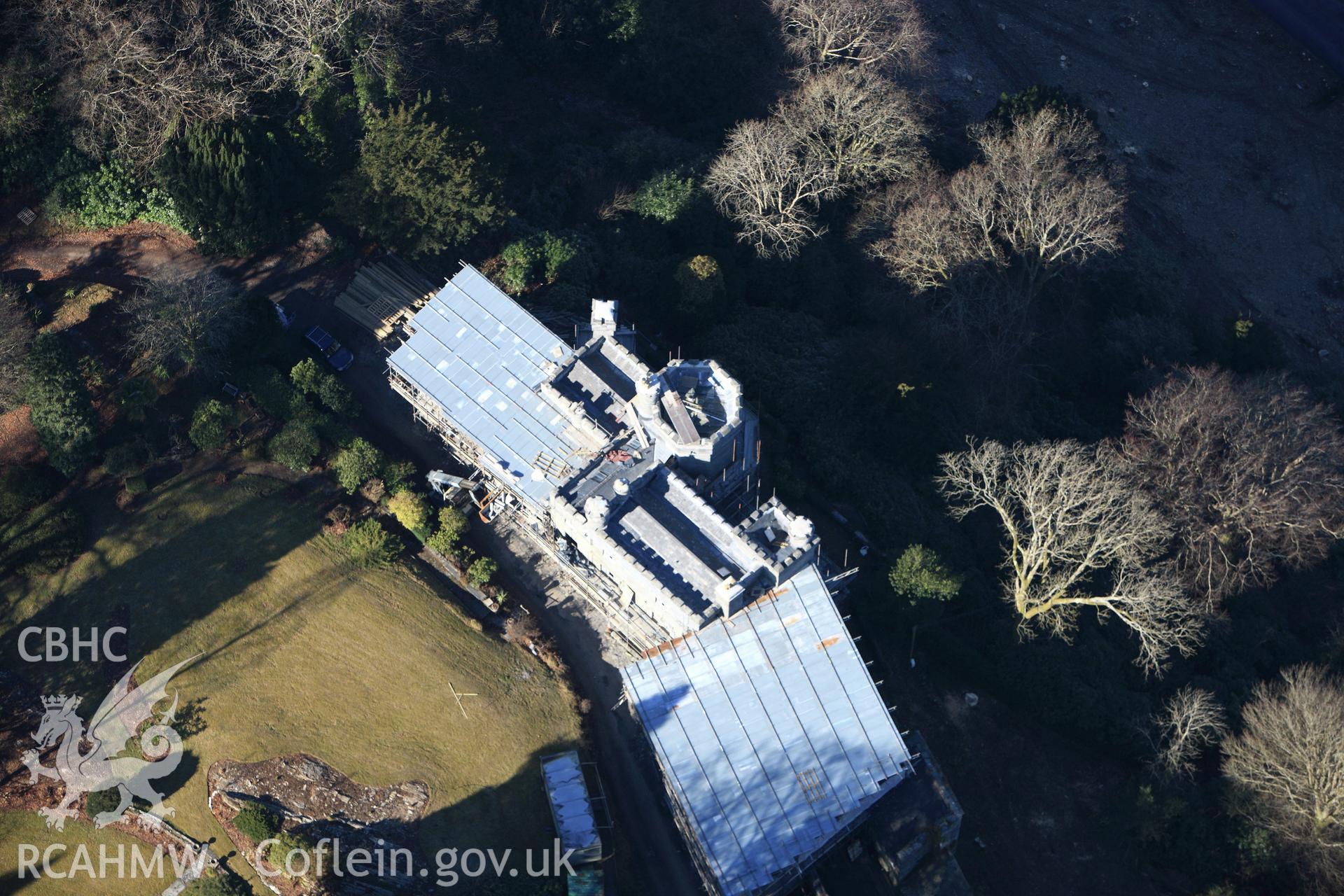 RCAHMW colour oblique photograph of Glandyfi Castle. Taken by Toby Driver on 08/03/2010.