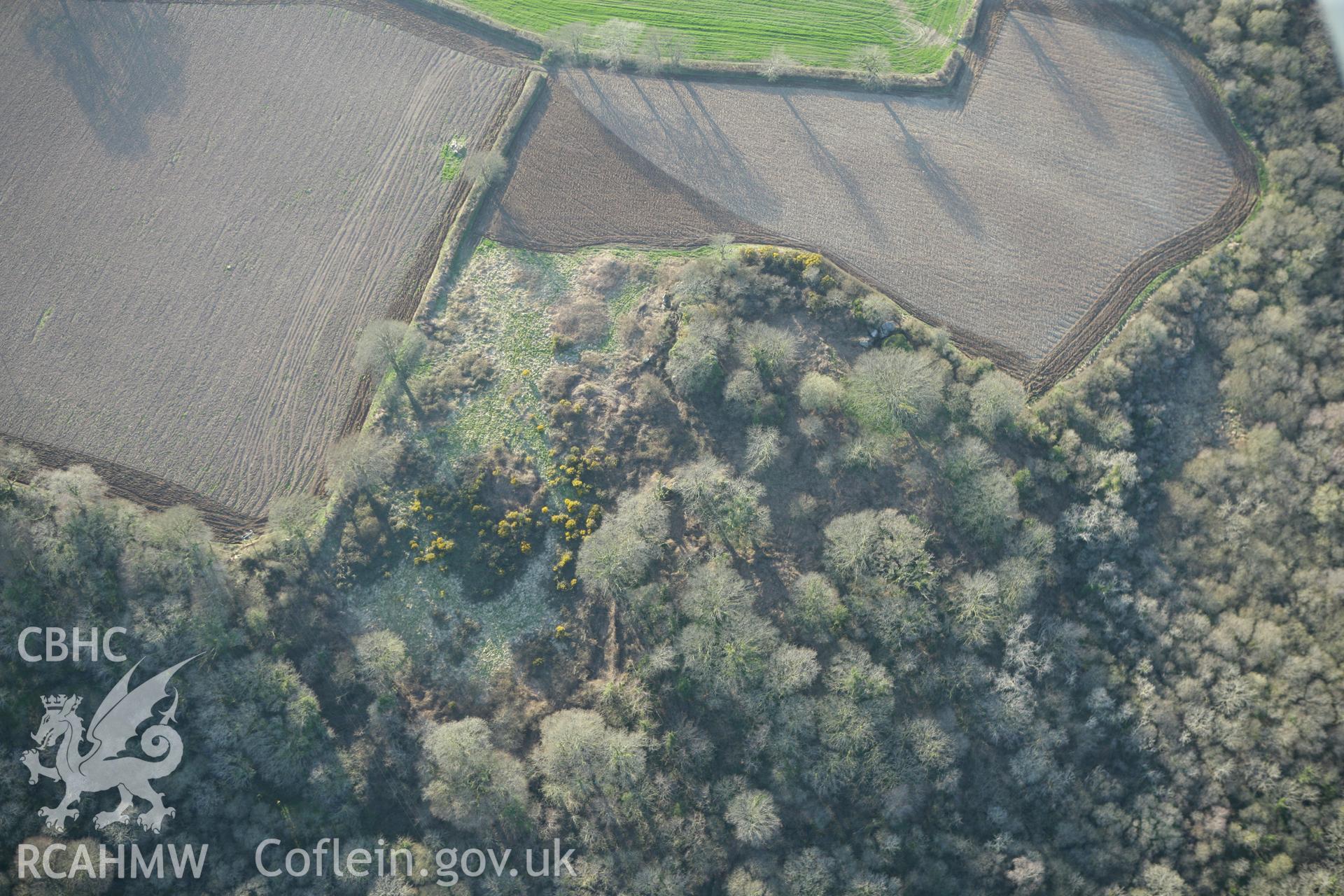 RCAHMW colour oblique aerial photograph of Sealyham Rocks Enclosure. Taken on 13 April 2010 by Toby Driver