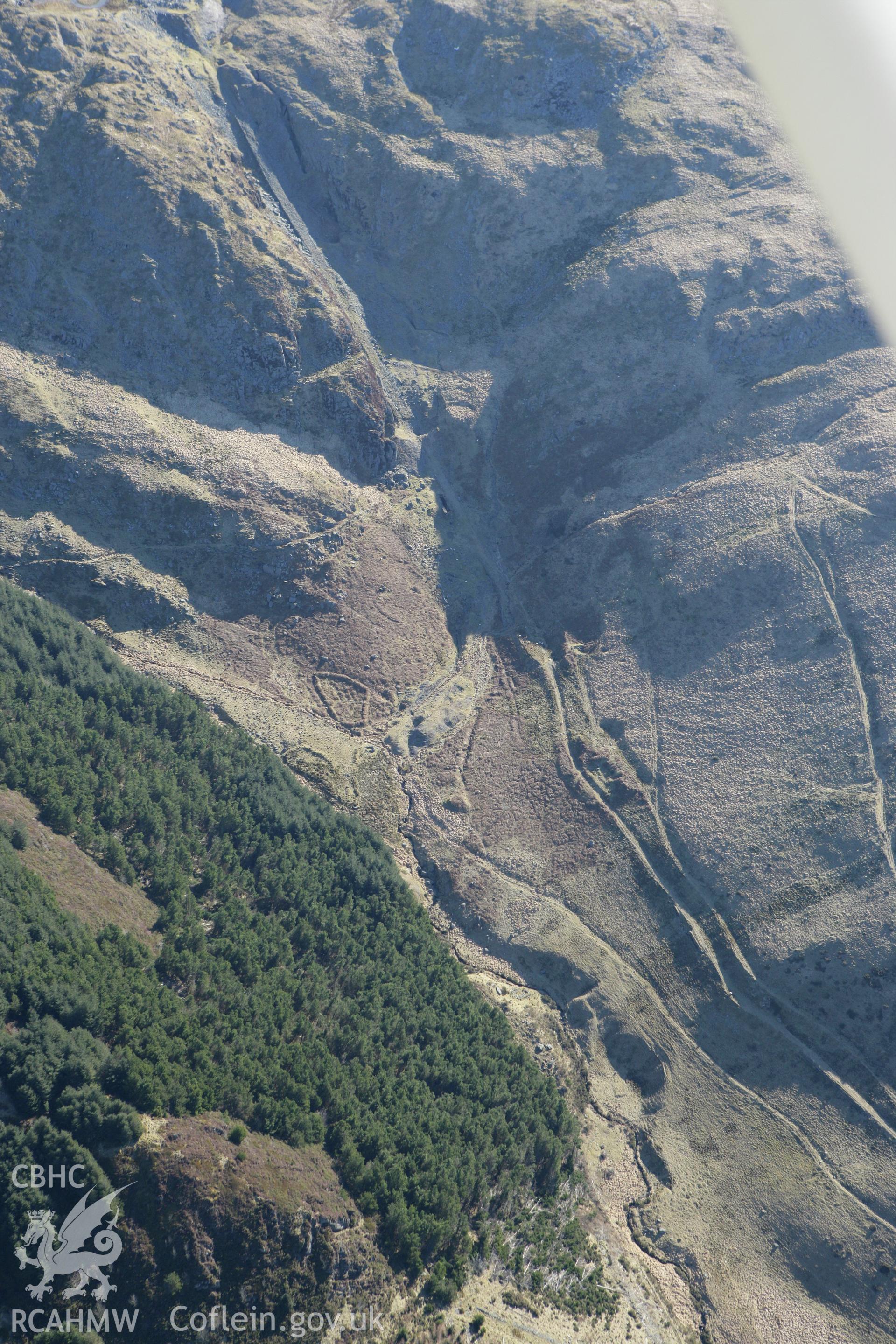RCAHMW colour oblique photograph of Hafan lead mine (Caninog mine). Taken by Toby Driver on 08/03/2010.