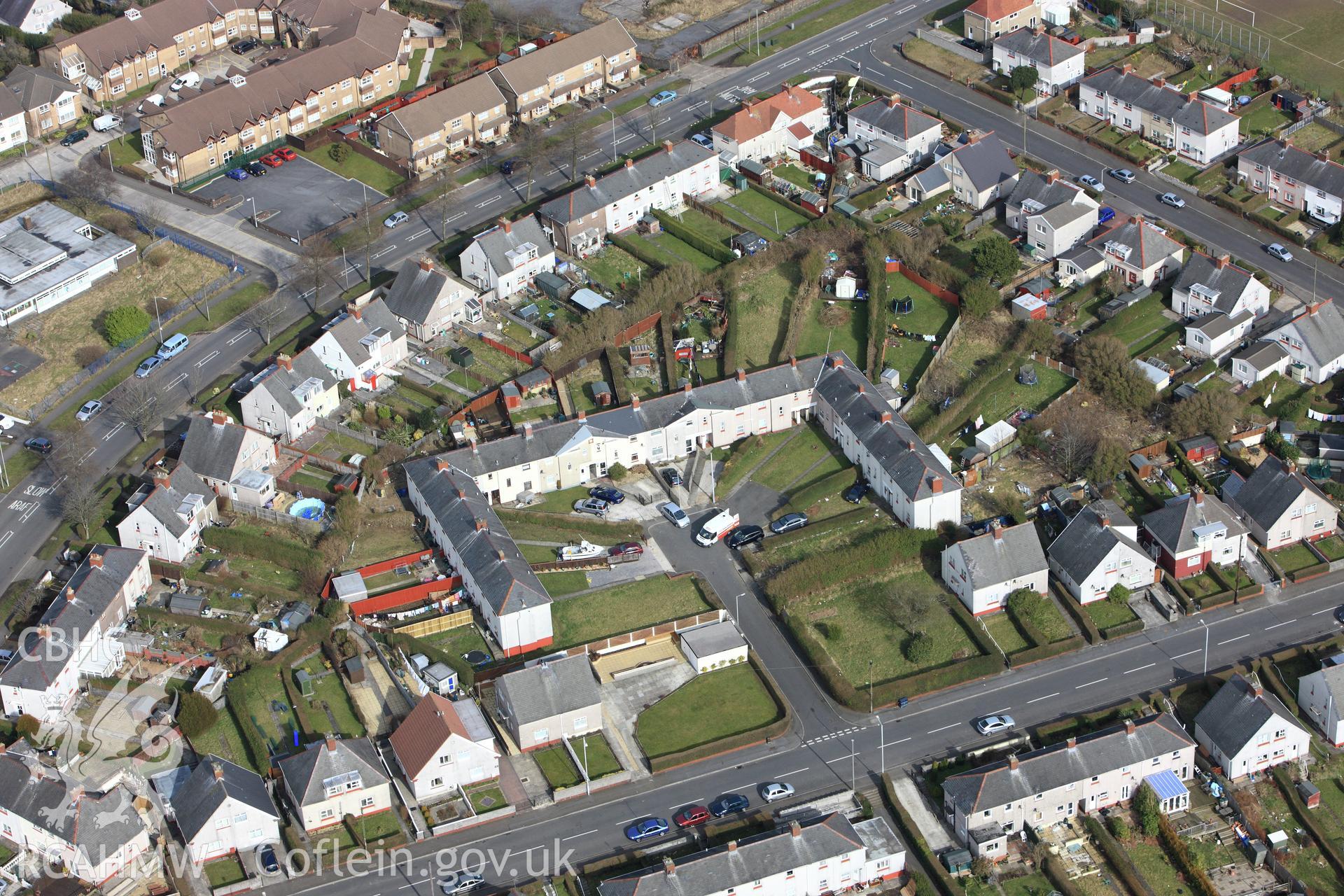 RCAHMW colour oblique photograph of Powys Gardens, Townhill housing estate. Taken by Toby Driver on 02/03/2010.
