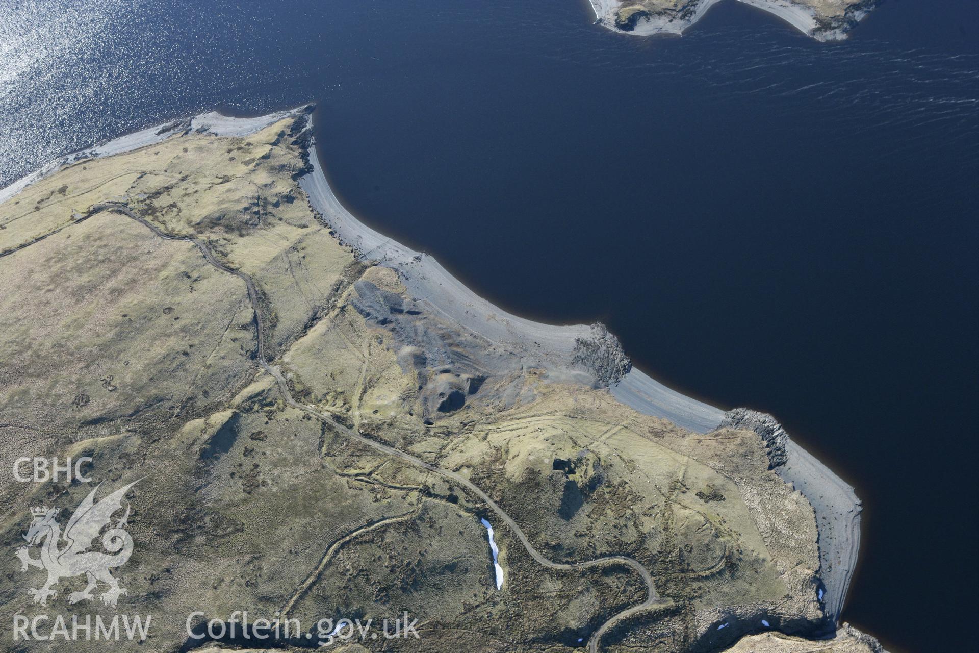 RCAHMW colour oblique photograph of Bryn-yr-Afr lead mine. Taken by Toby Driver on 08/03/2010.