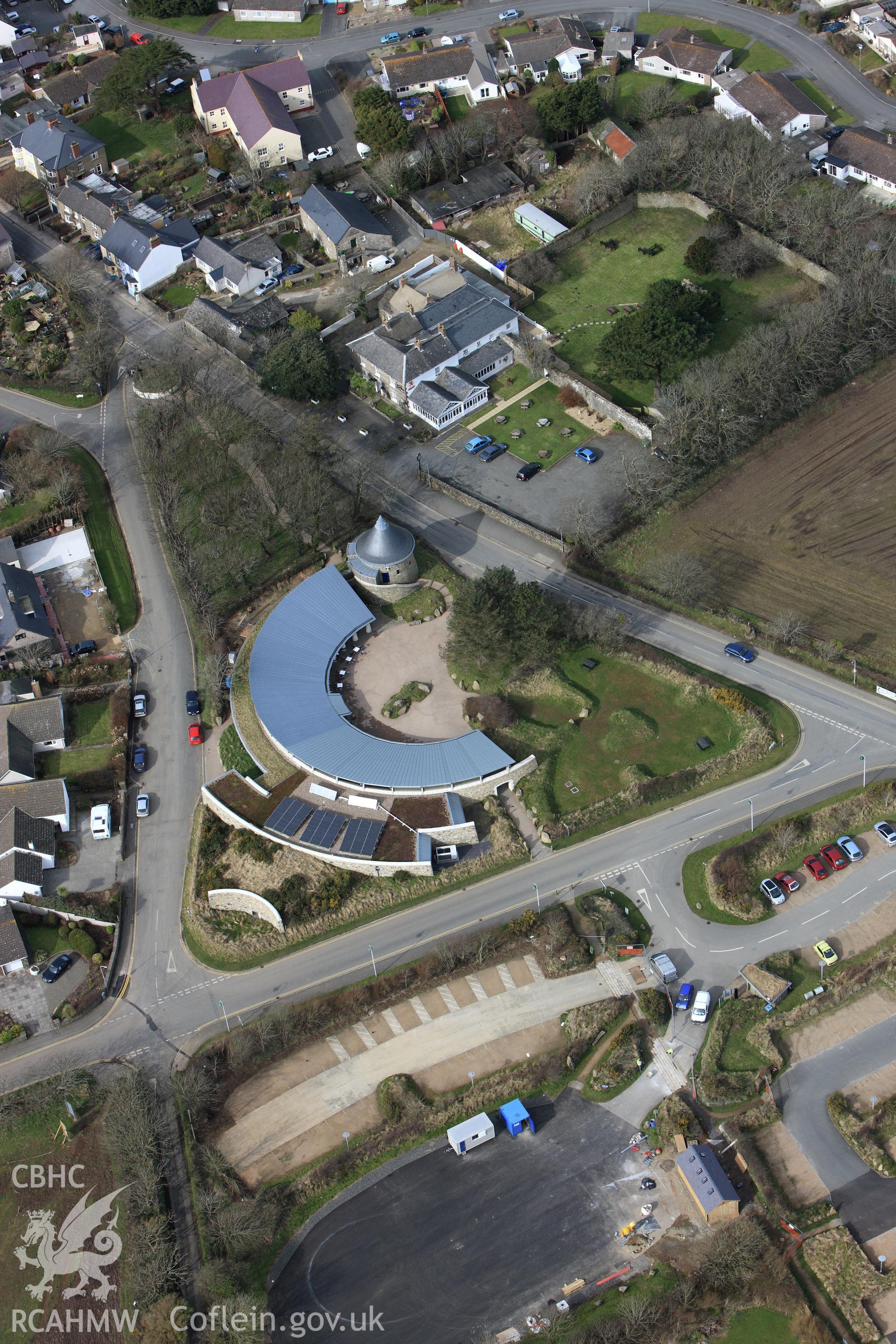 RCAHMW colour oblique aerial photograph of St David's Visitor Centre, Oriel y Parc Landscape Gallery. Taken on 02 March 2010 by Toby Driver