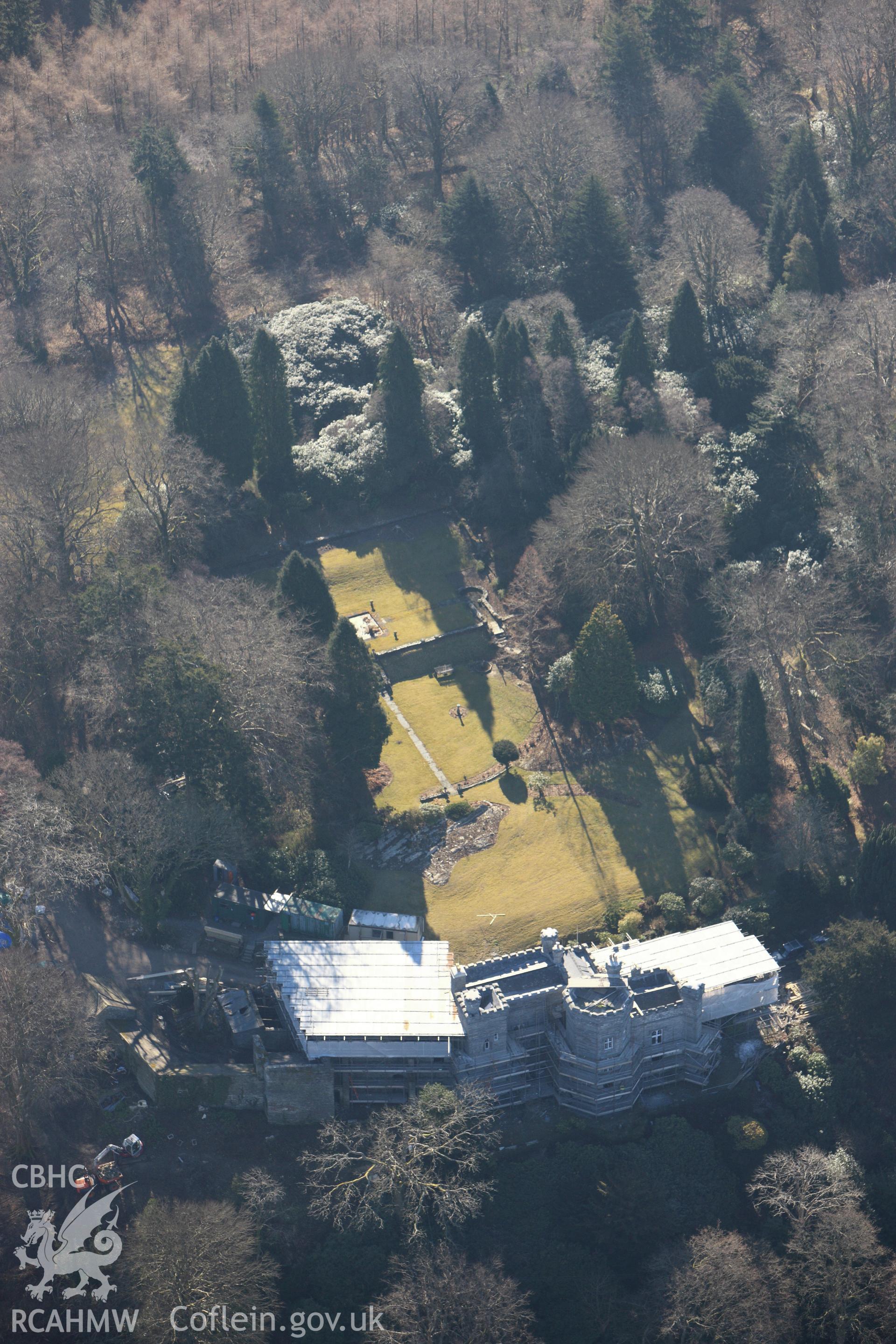 RCAHMW colour oblique photograph of Glandyfi Castle. Taken by Toby Driver on 08/03/2010.