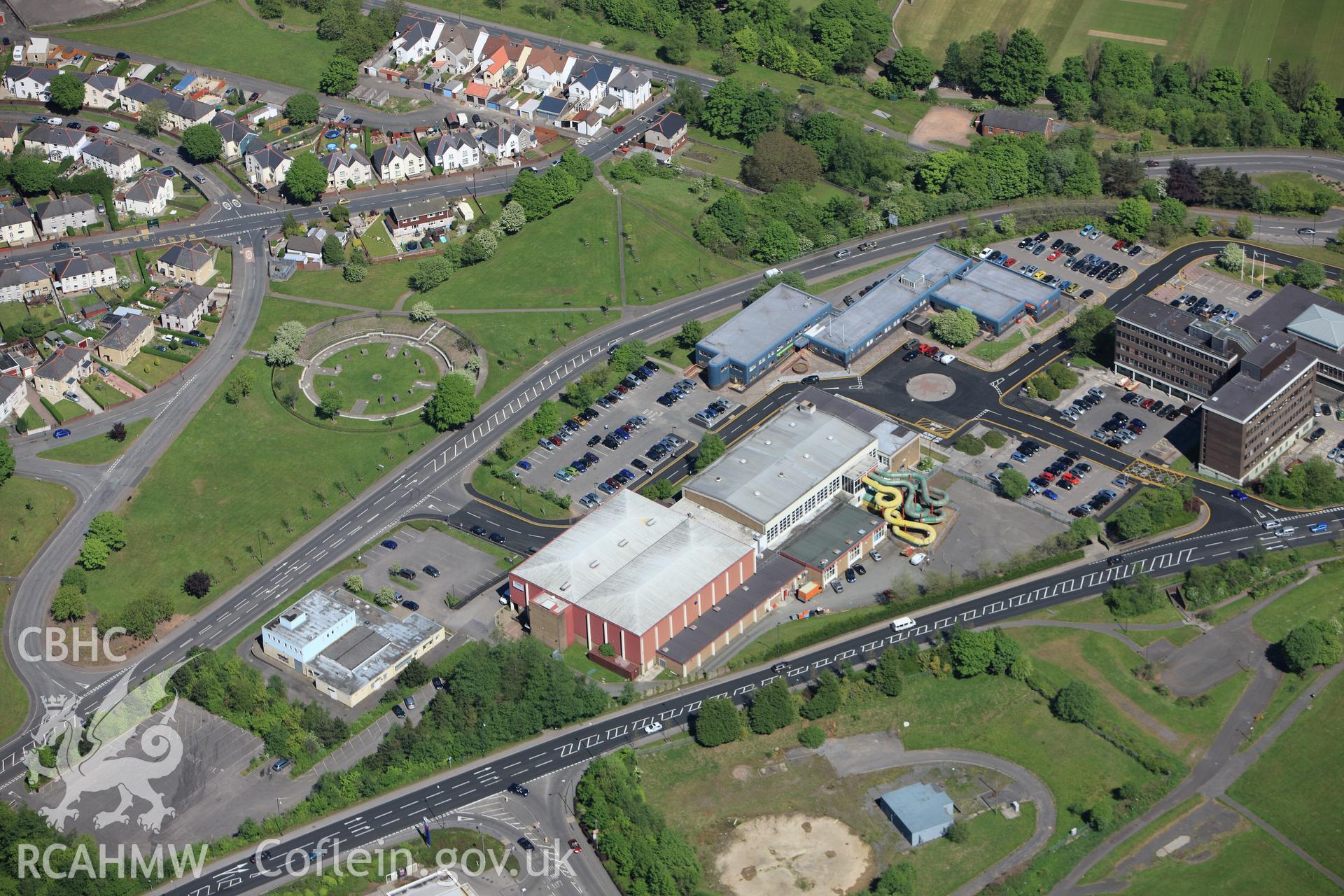 RCAHMW colour oblique photograph of Ebbw Vale Sports Centre. Taken by Toby Driver on 24/05/2010.