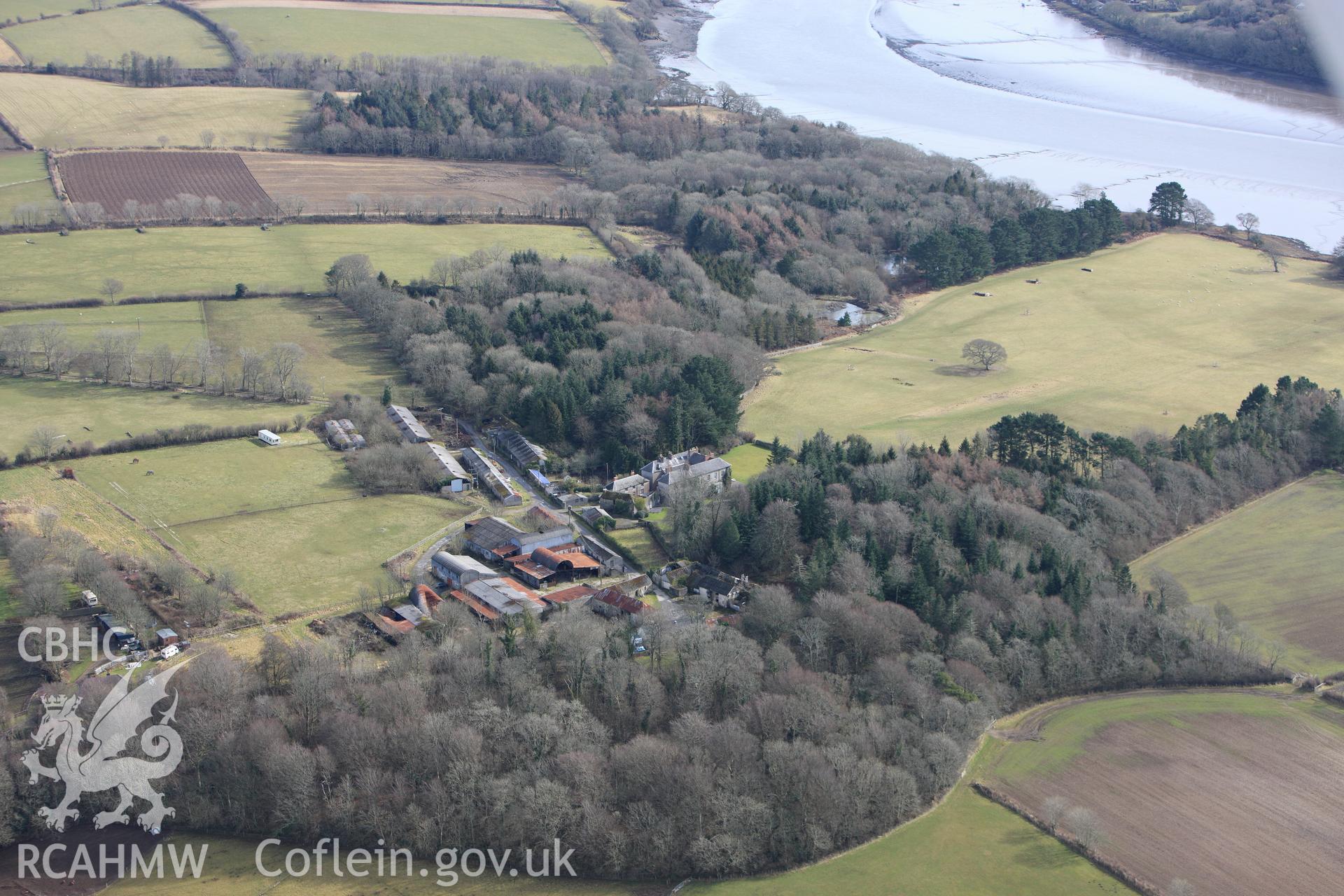 RCAHMW colour oblique aerial photograph of Boulston Lodge, Haverfordwest. Taken on 02 March 2010 by Toby Driver