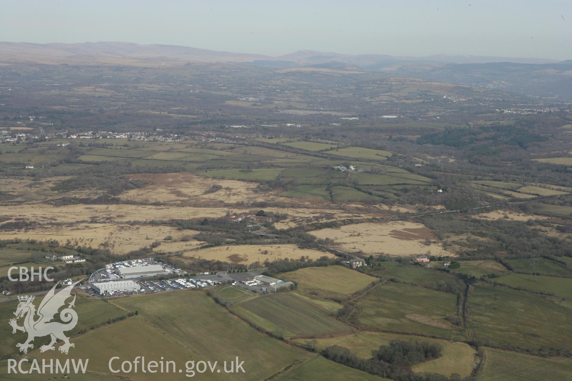 RCAHMW colour oblique photograph of Battle of Gower, battle site, general view from south. Taken by Toby Driver on 02/03/2010.