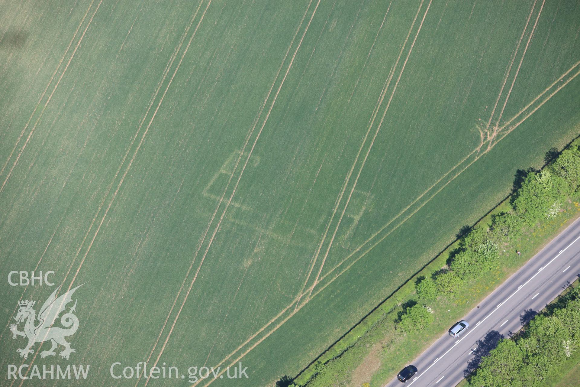 RCAHMW colour oblique photograph of Five Lanes Roman Villa. Taken by Toby Driver on 24/05/2010.