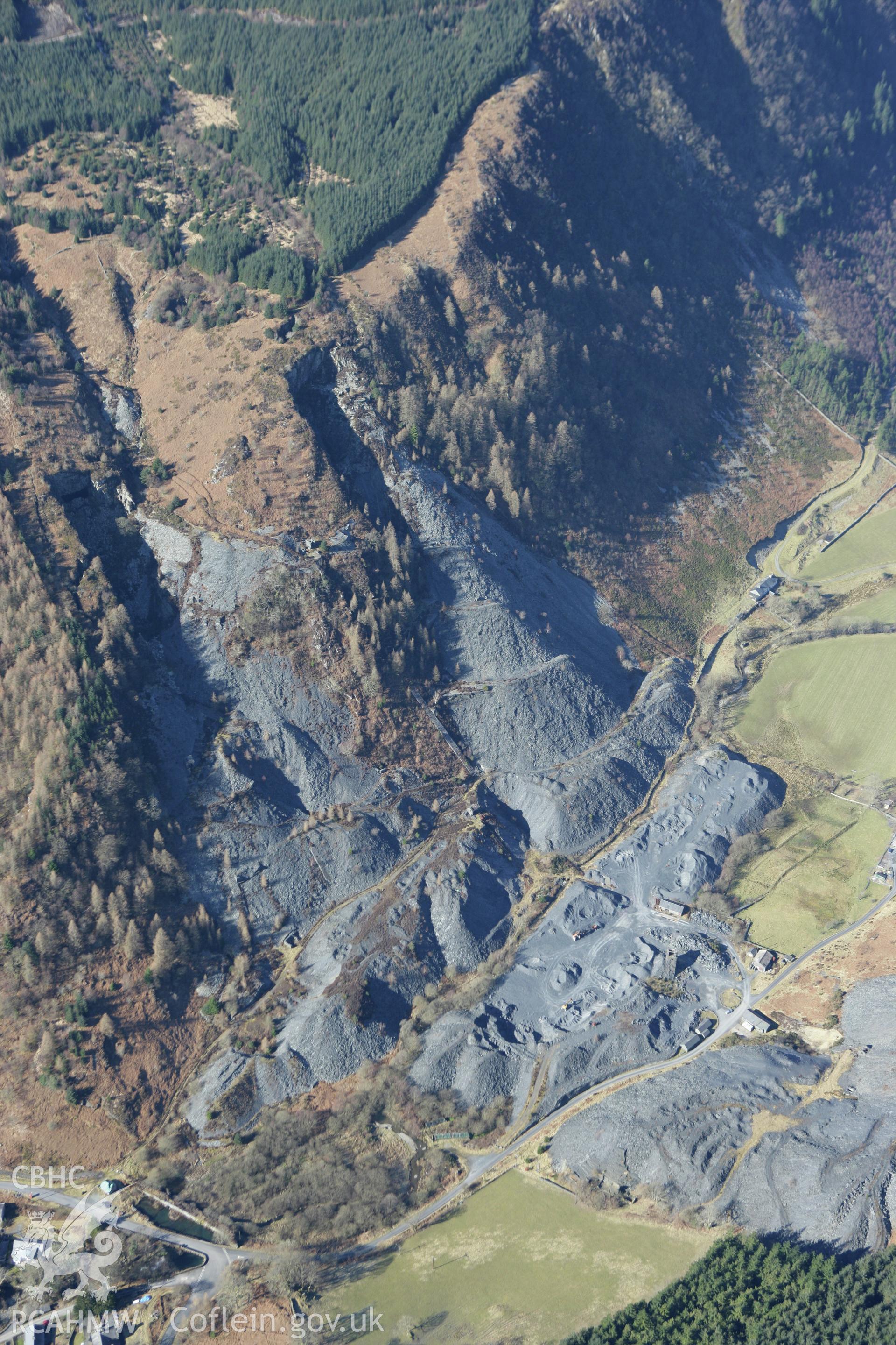 RCAHMW colour oblique photograph of Aberllefenni slate quarry. Taken by Toby Driver on 08/03/2010.