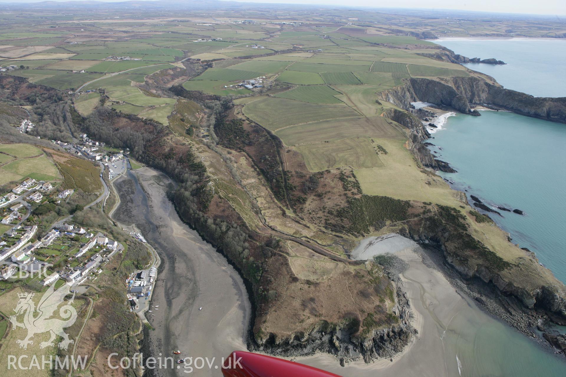 RCAHMW colour oblique aerial photograph of a promontory fort south of Solva Harbour. Taken on 02 March 2010 by Toby Driver