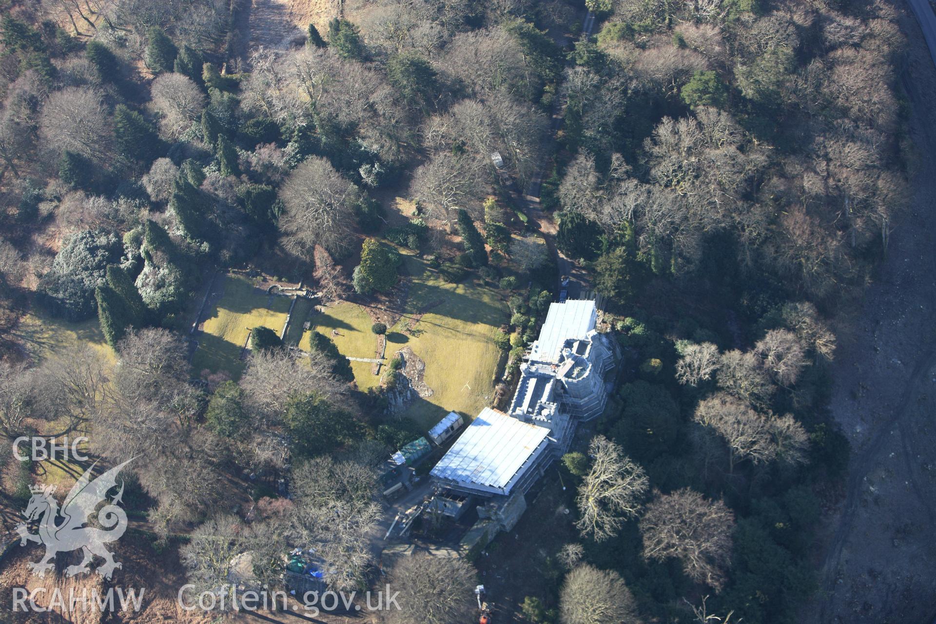 RCAHMW colour oblique photograph of Glandyfi Castle. Taken by Toby Driver on 08/03/2010.