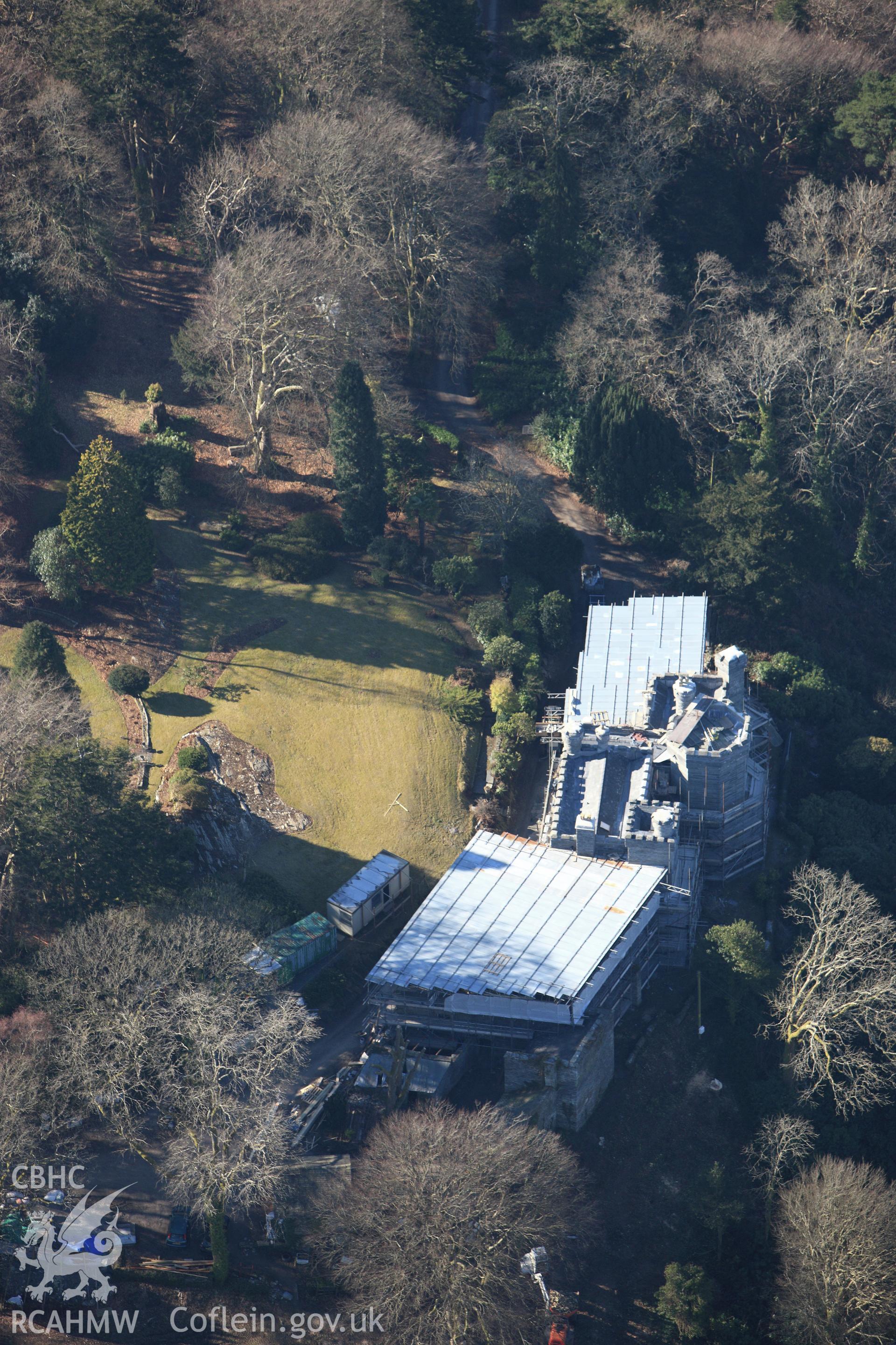 RCAHMW colour oblique photograph of Glandyfi Castle. Taken by Toby Driver on 08/03/2010.