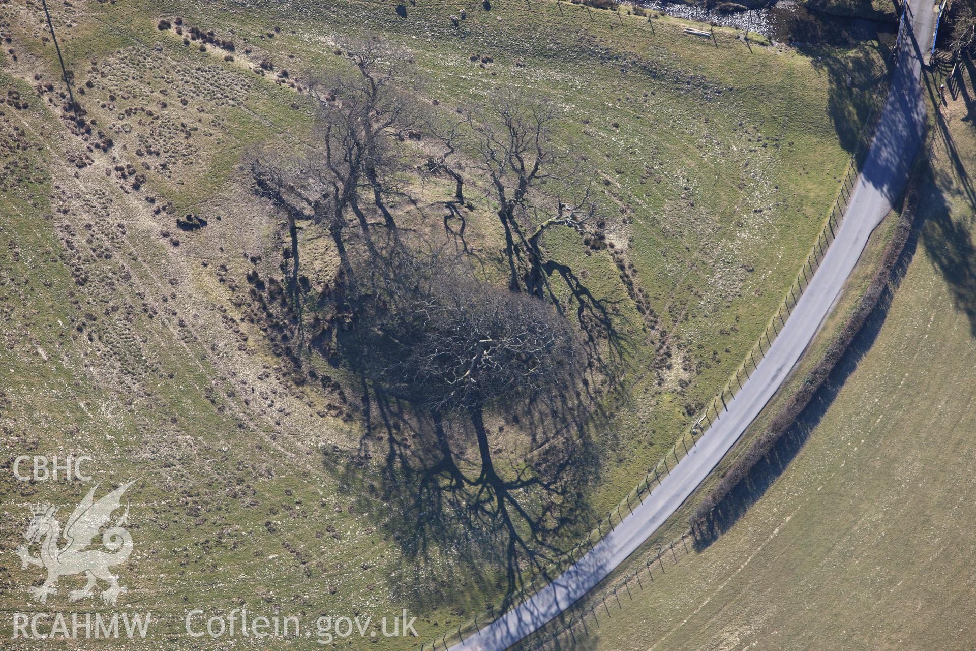 RCAHMW colour oblique photograph of Tomen Las castle mound. Taken by Toby Driver on 08/03/2010.