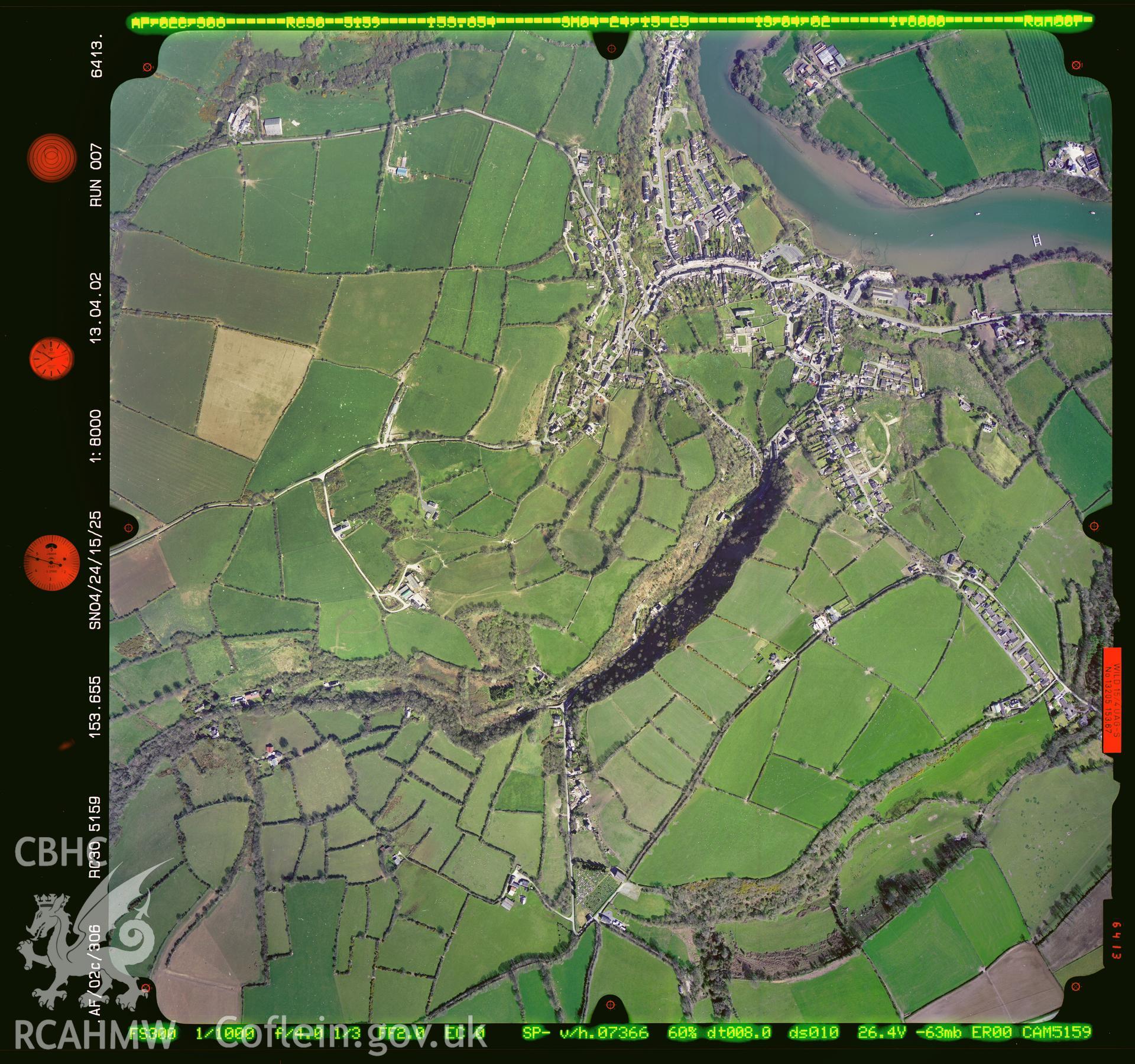 Digital copy of an Ordnance Survey aerial view of St. Dogmaels dated 2002.