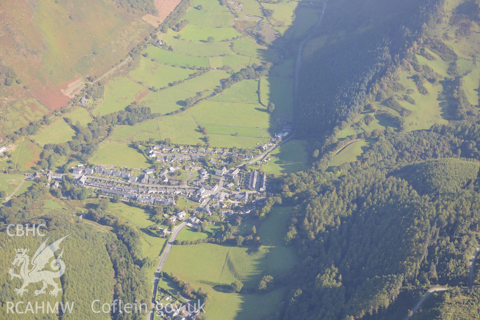 Abergynolwyn. Oblique aerial photograph taken during the Royal Commission's programme of archaeological aerial reconnaissance by Toby Driver on 2nd October 2015.