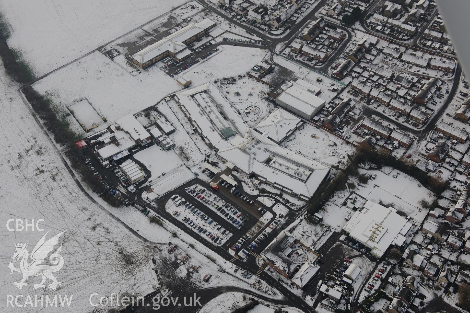 Ty Gwyn Special School, Vincent Road, Ely, Cardiff. Oblique aerial photograph taken during the Royal Commission?s programme of archaeological aerial reconnaissance by Toby Driver on 24th January 2013.