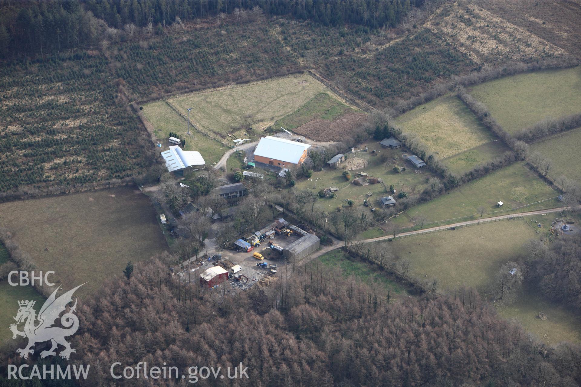 Pen-y-Garn farm, Alltwalis. Oblique aerial photograph taken during the Royal Commission?s programme of archaeological aerial reconnaissance by Toby Driver on 28th February 2013.