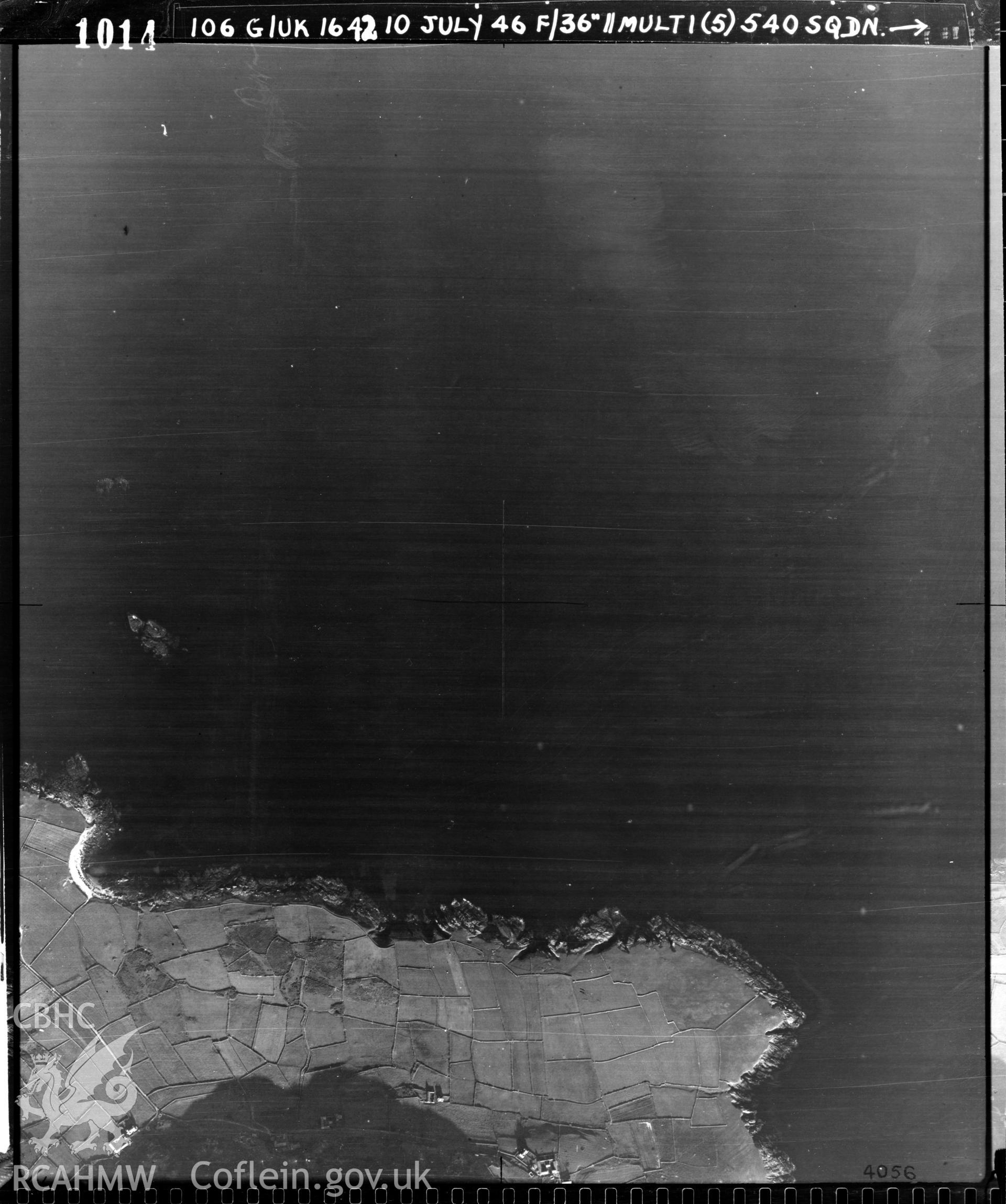 Digital copy of an aerial view of Bardsey Island by RAF.