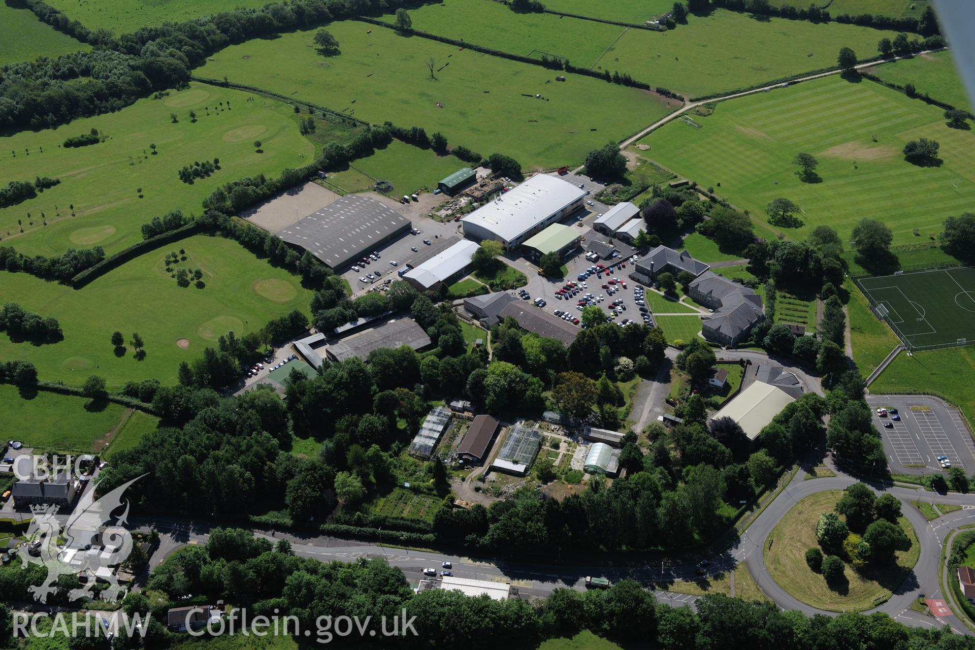 Pencoed College. Oblique aerial photograph taken during the Royal Commission's programme of archaeological aerial reconnaissance by Toby Driver on 19th June 2015.