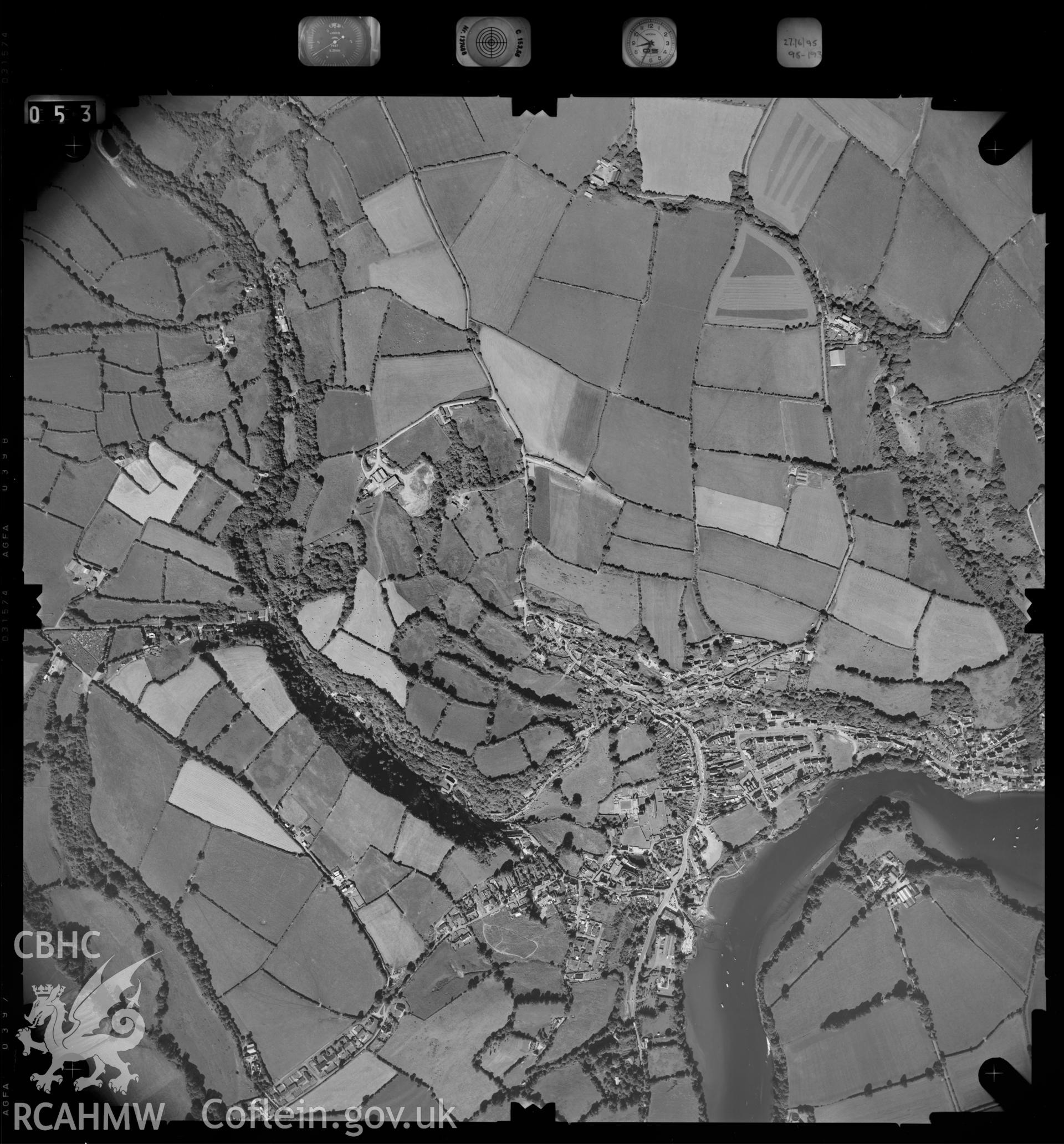 Digital copy of an Ordnance Survey aerial view of St. Dogmaels dated 1995.