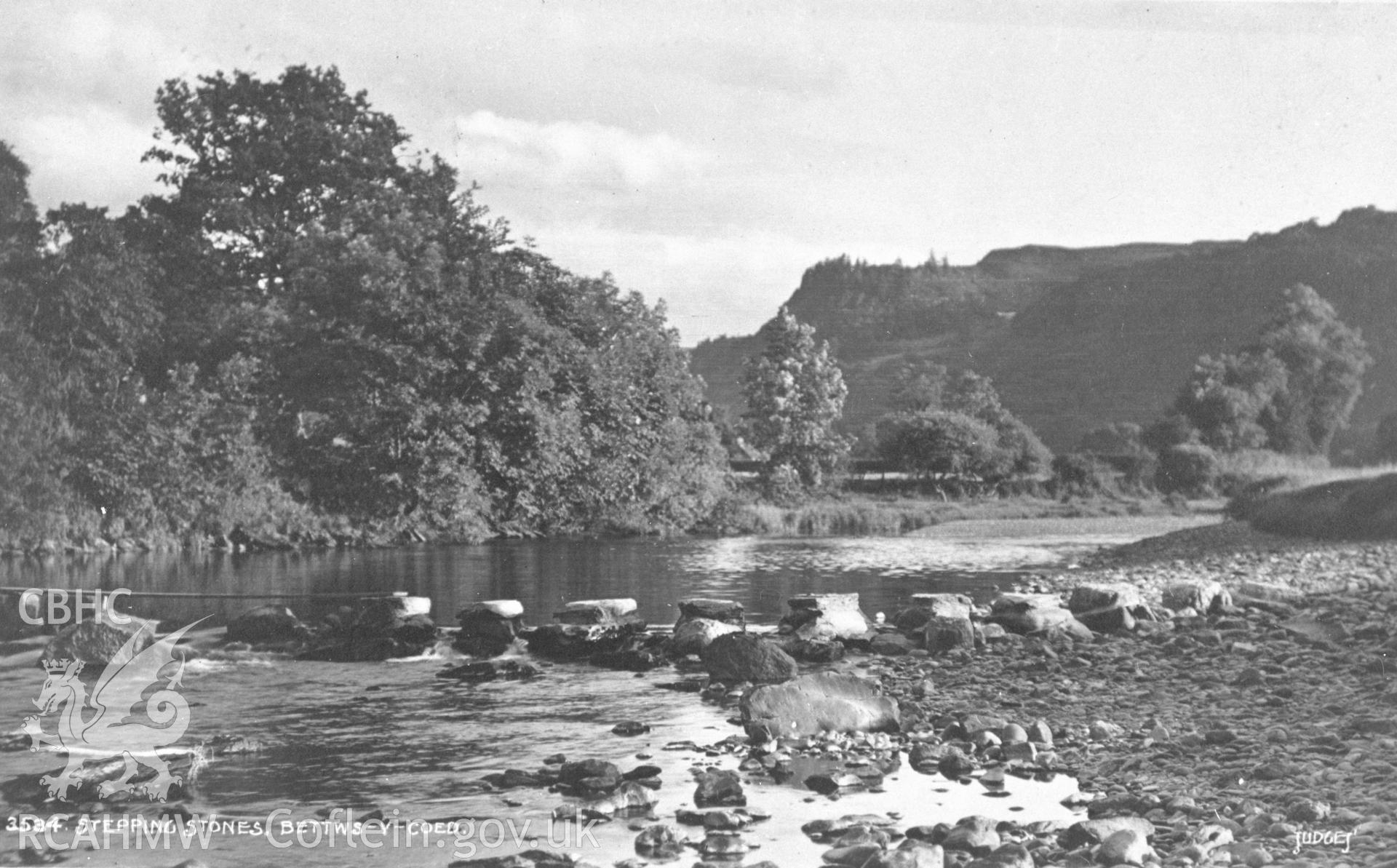 Digital copy of a Judges Postcard view of the Stepping Stones, Bettws y Coed.