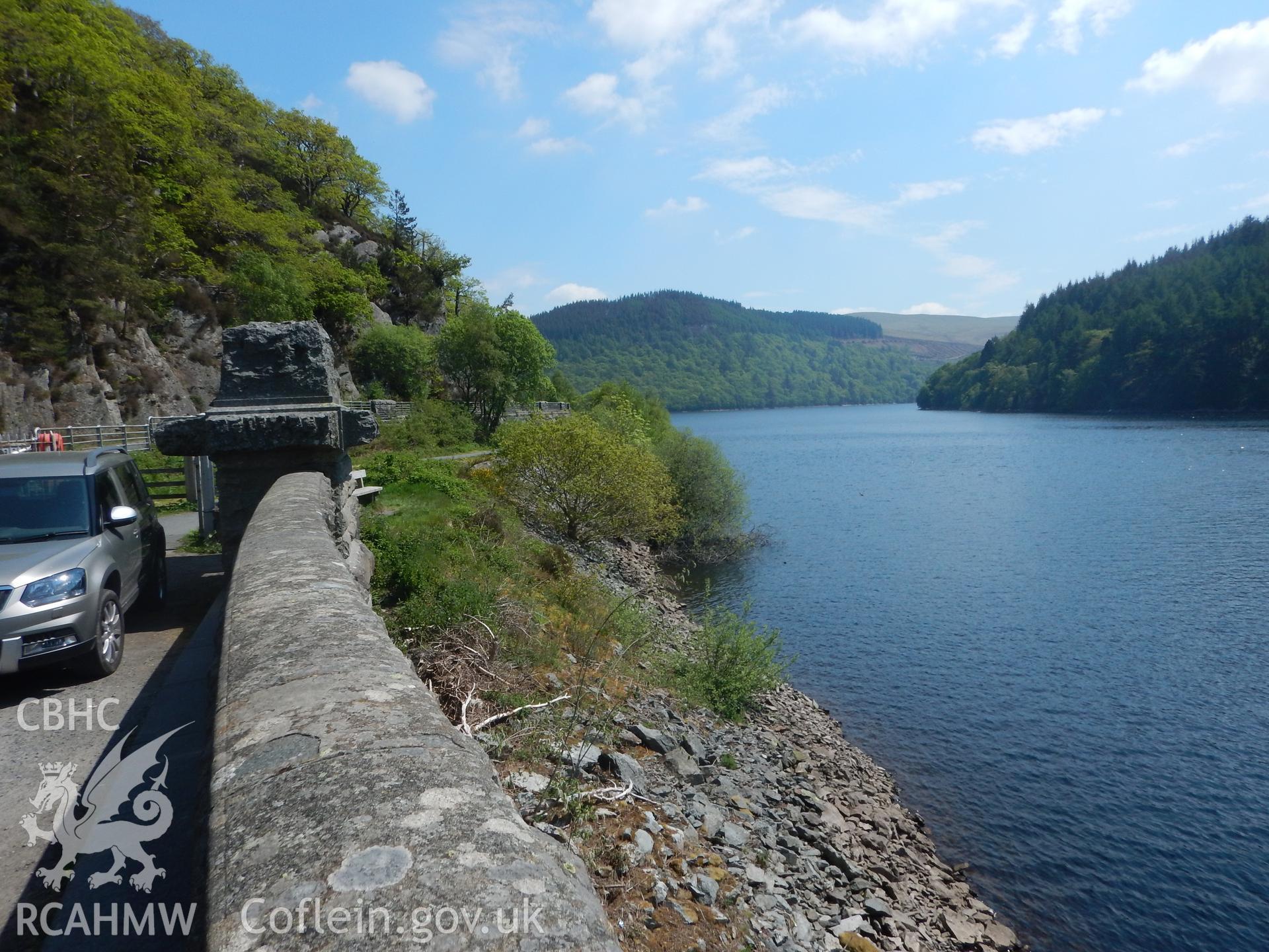 Looking away from Carreg Ddu viaduct along the proposed cable route. Photographed for Archaeological Desk Based Assessment of Afon Claerwen, Elan Valley, Rhayader, Powys. Assessment conducted by Archaeology Wales in 2018. Report no. 1681. Project no. 2573.