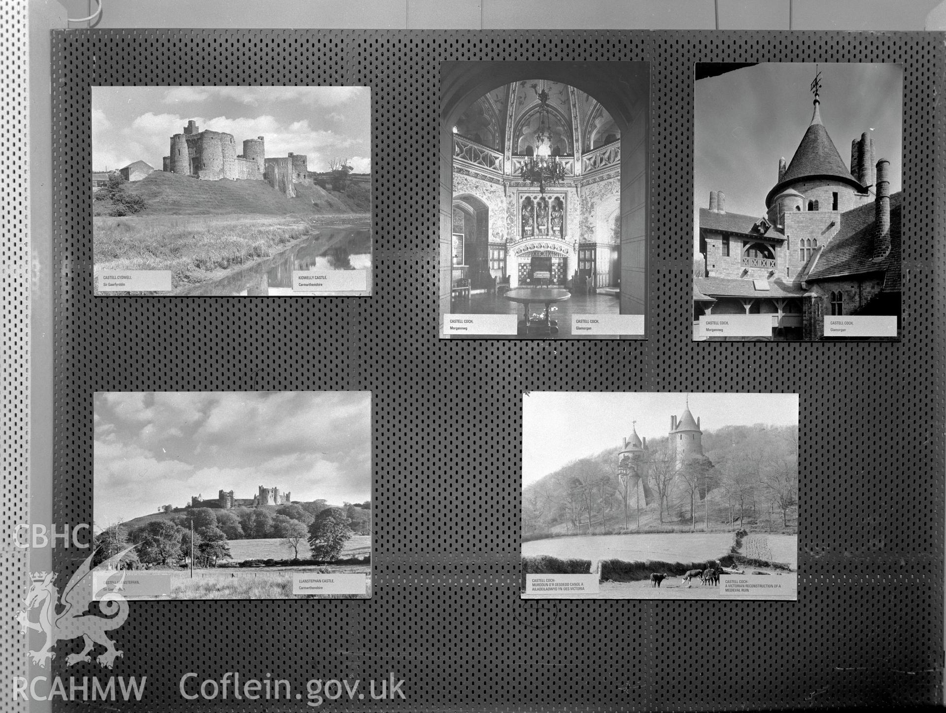 Digital copy of a black and white negative showing Ancient Monuments Exhibition, Welsh Tourer, Vivian Art Gallery, Swansea. From Cadw Monuments in Care Collection.