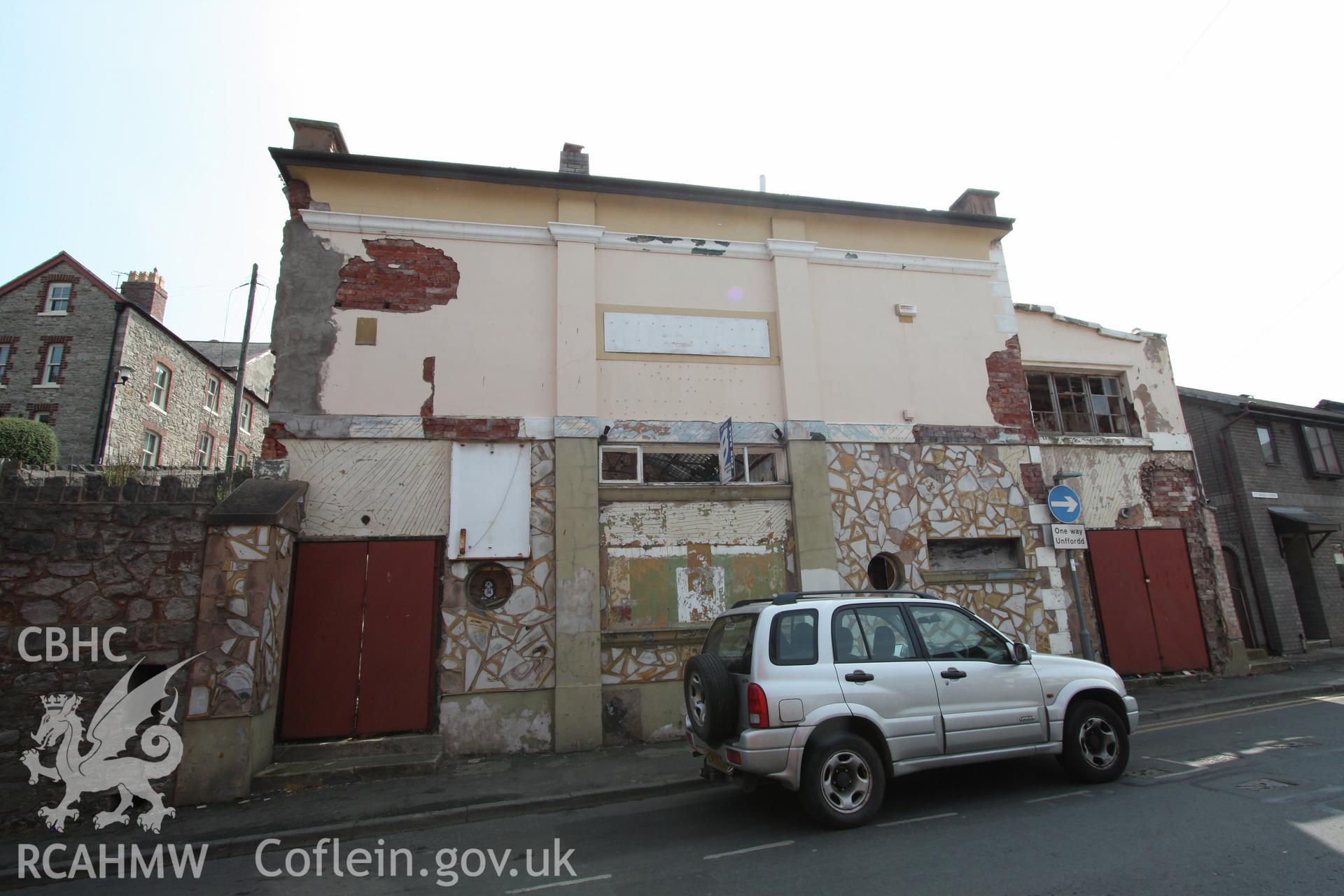 Digital colour photograph showing front elevation of the former Scala Cinema on Love Lane, Denbigh. Photographic survey conducted by Sue Fielding on 20th July 2010.