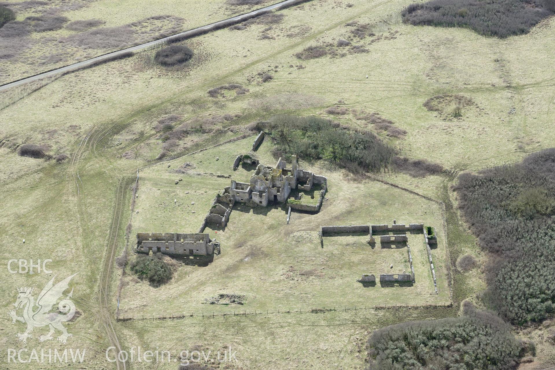 Pricaston Farmhouse. Baseline aerial reconnaissance survey for the CHERISH Project. ? Crown: CHERISH PROJECT 2018. Produced with EU funds through the Ireland Wales Co-operation Programme 2014-2020. All material made freely available through the Open Government Licence.
