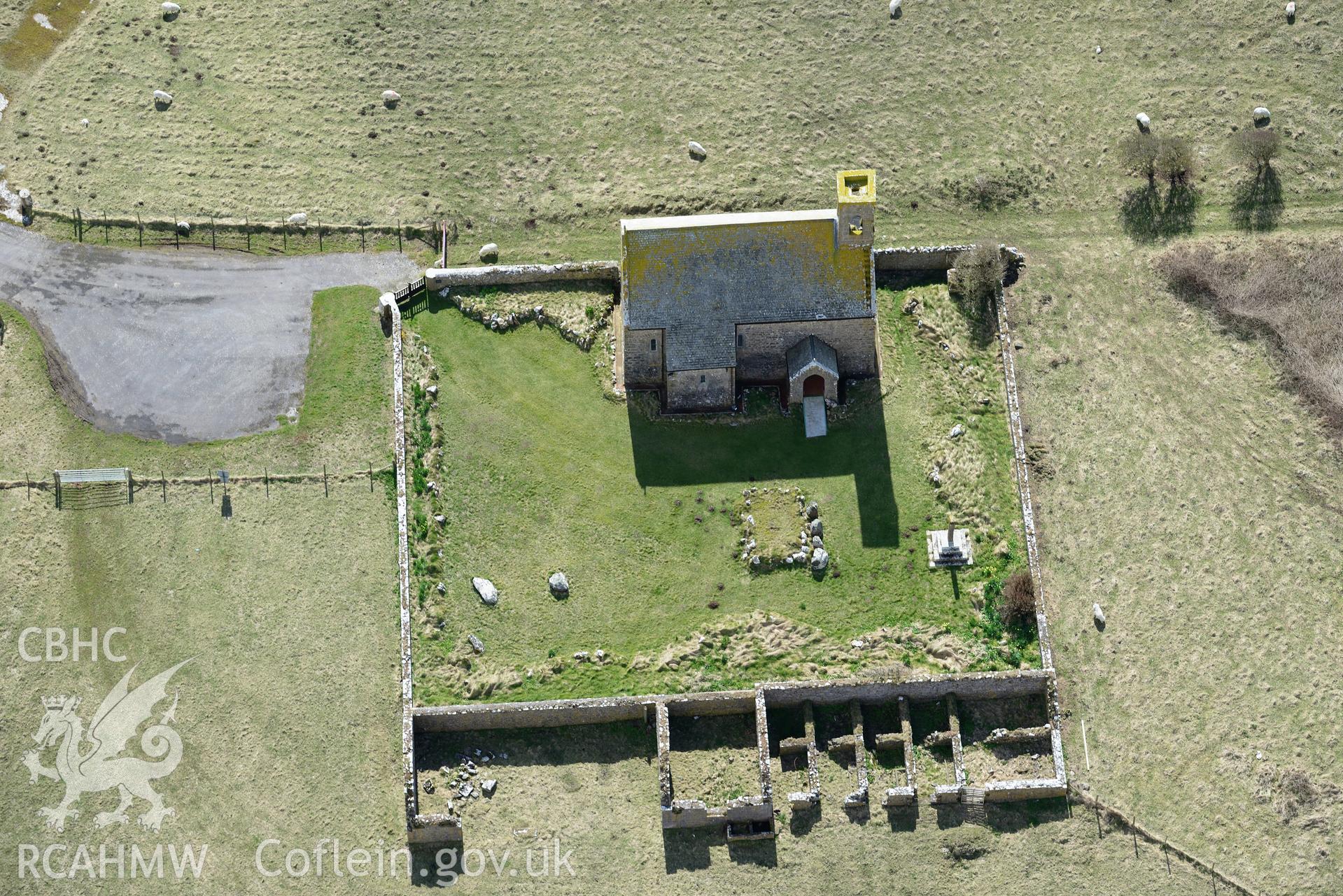 St Martin's, Flimston Chapel. Baseline aerial reconnaissance survey for the CHERISH Project. ? Crown: CHERISH PROJECT 2018. Produced with EU funds through the Ireland Wales Co-operation Programme 2014-2020. All material made freely available through the Open Government Licence.