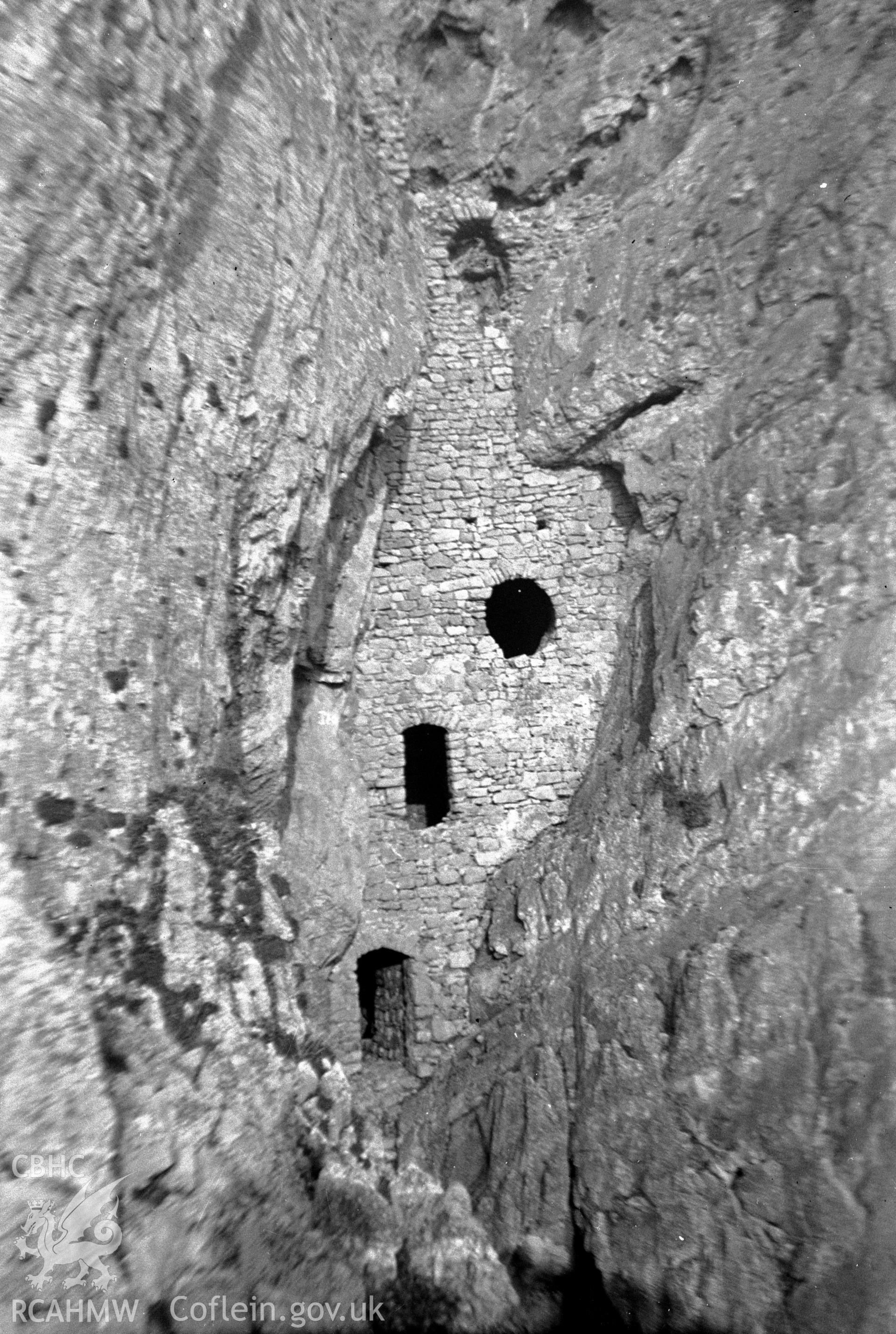 Digital copy of a black and white negative showing Culver Hole, Port Eynon.