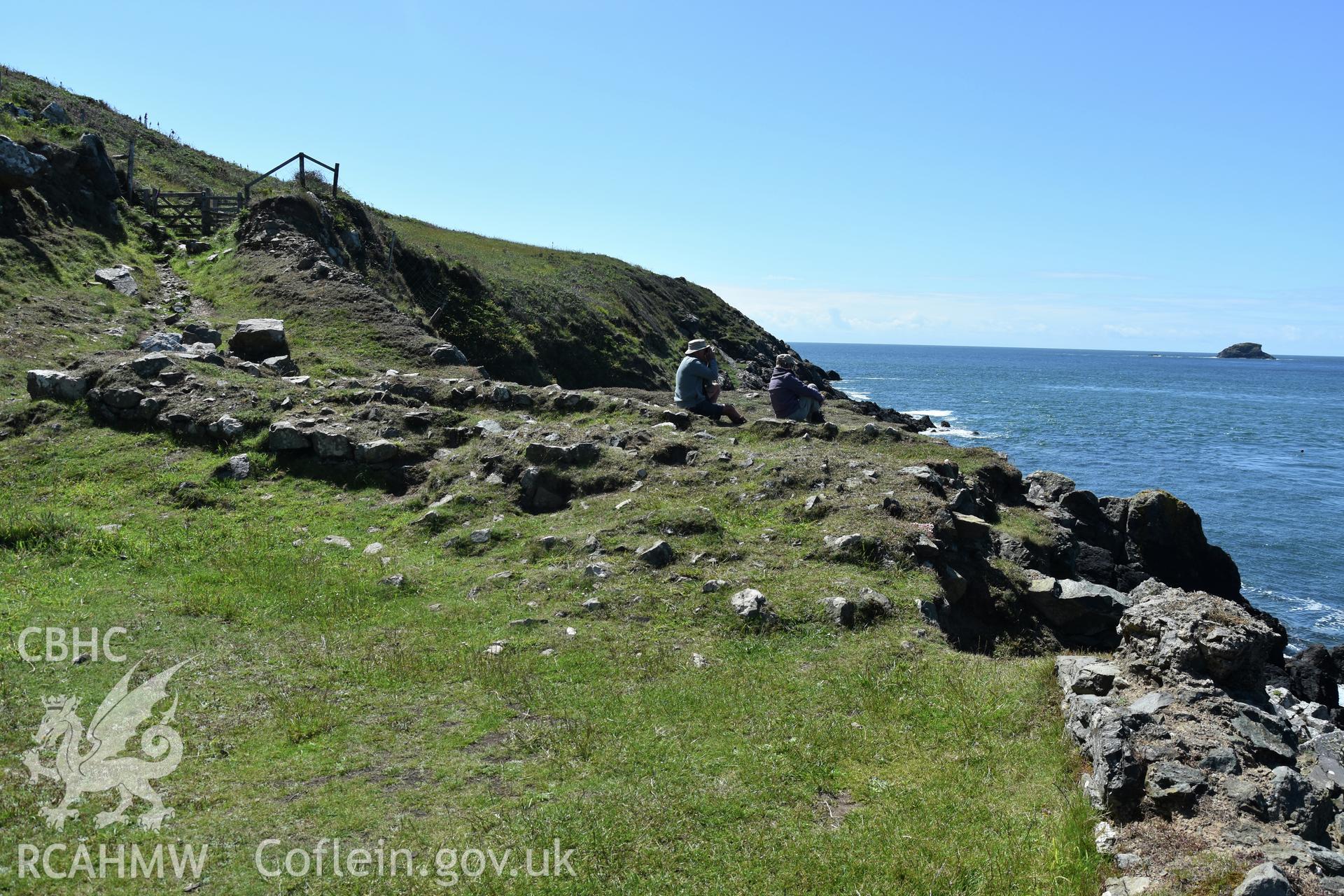 Penmaenmelyn copper mine. View of rectangular building from north, with eroding edge. Investigator?s photographic survey for the CHERISH Project. ? Crown: CHERISH PROJECT 2019. Produced with EU funds through the Ireland Wales Co-operation Programme 2014-2020. All material made freely available through the Open Government Licence.