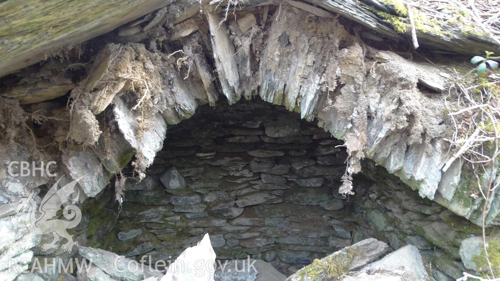 Colour photo showing view of potato clamps at Pen y Garreg, taken by James Newman and Tanya Holman, 2019.