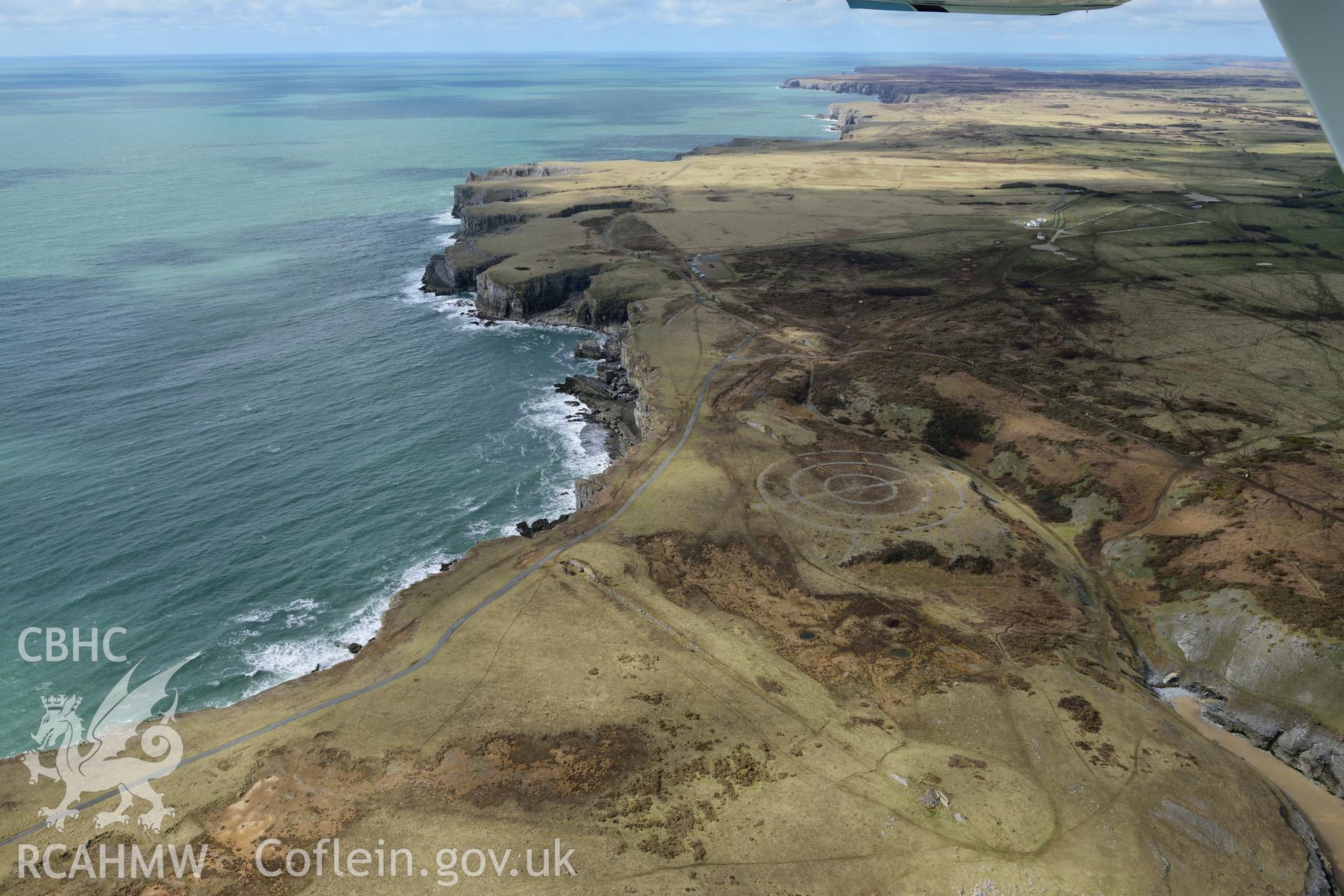 Trevallen Downs blockhouses. Baseline aerial reconnaissance survey for the CHERISH Project. ? Crown: CHERISH PROJECT 2018. Produced with EU funds through the Ireland Wales Co-operation Programme 2014-2020. All material made freely available through the Open Government Licence.