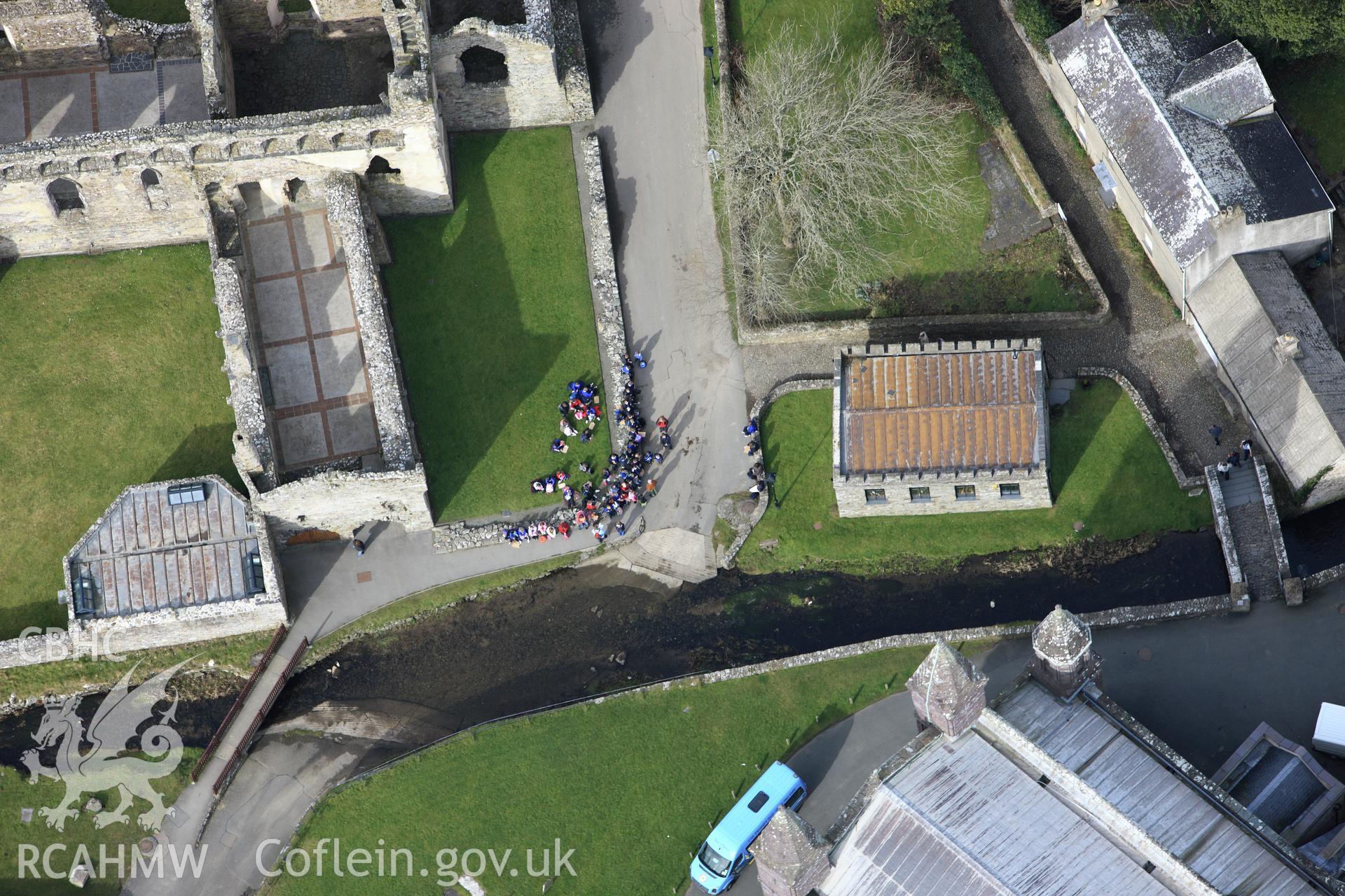 RCAHMW colour oblique aerial photograph of St Davids Bishops Palace. Taken on 02 March 2010 by Toby Driver