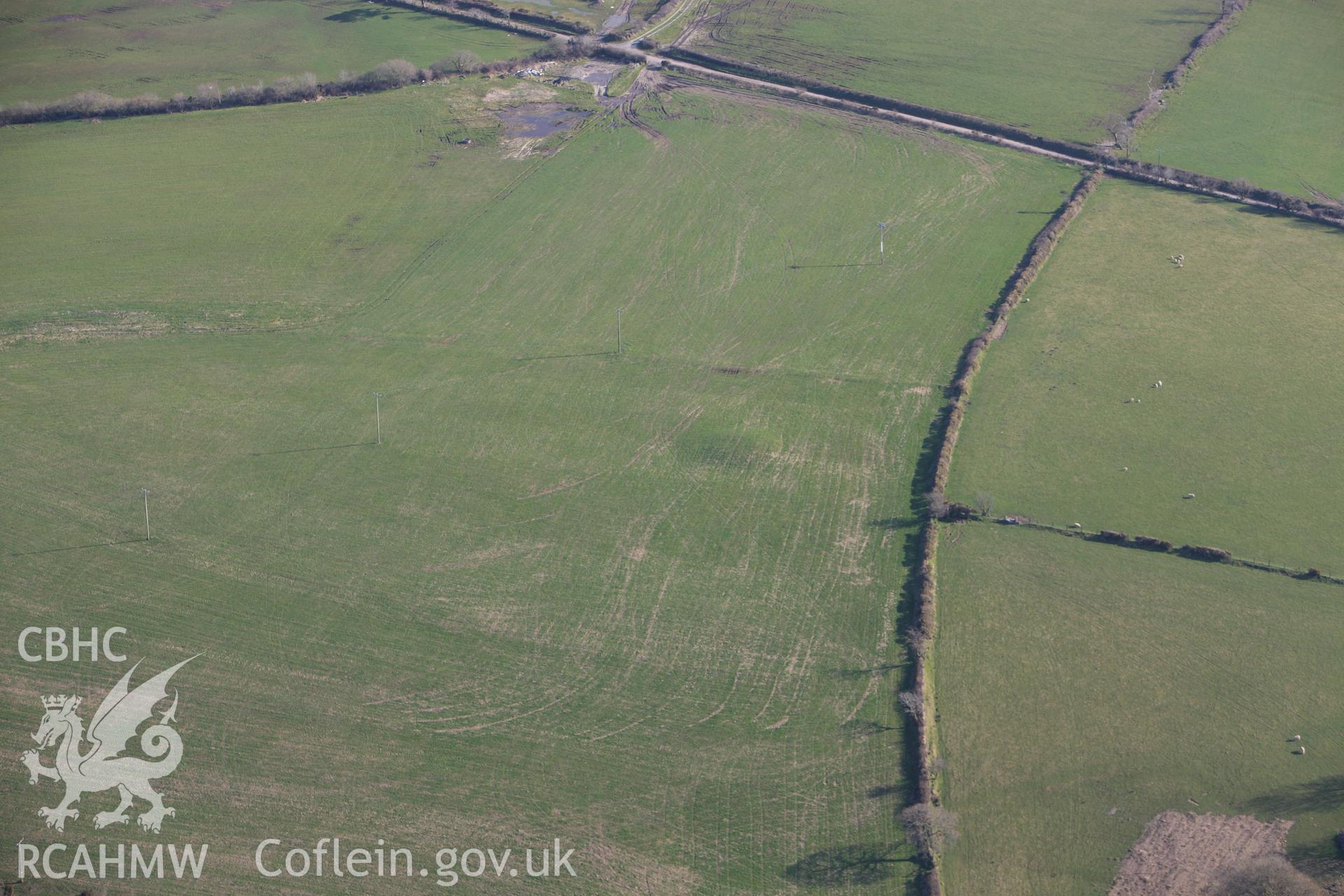 RCAHMW colour oblique aerial photograph of Crug Pant-y-Bugail. Taken on 13 April 2010 by Toby Driver