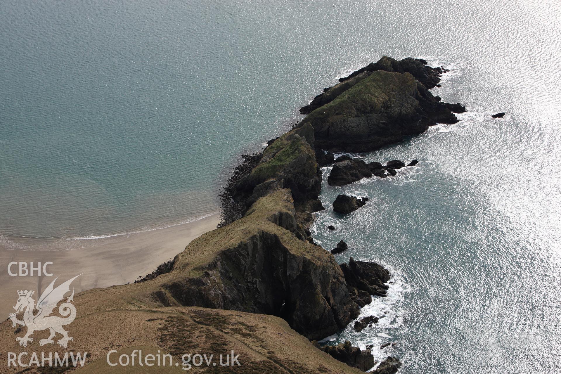 RCAHMW colour oblique aerial photograph of Dinas Fach, Solva. Taken on 02 March 2010 by Toby Driver