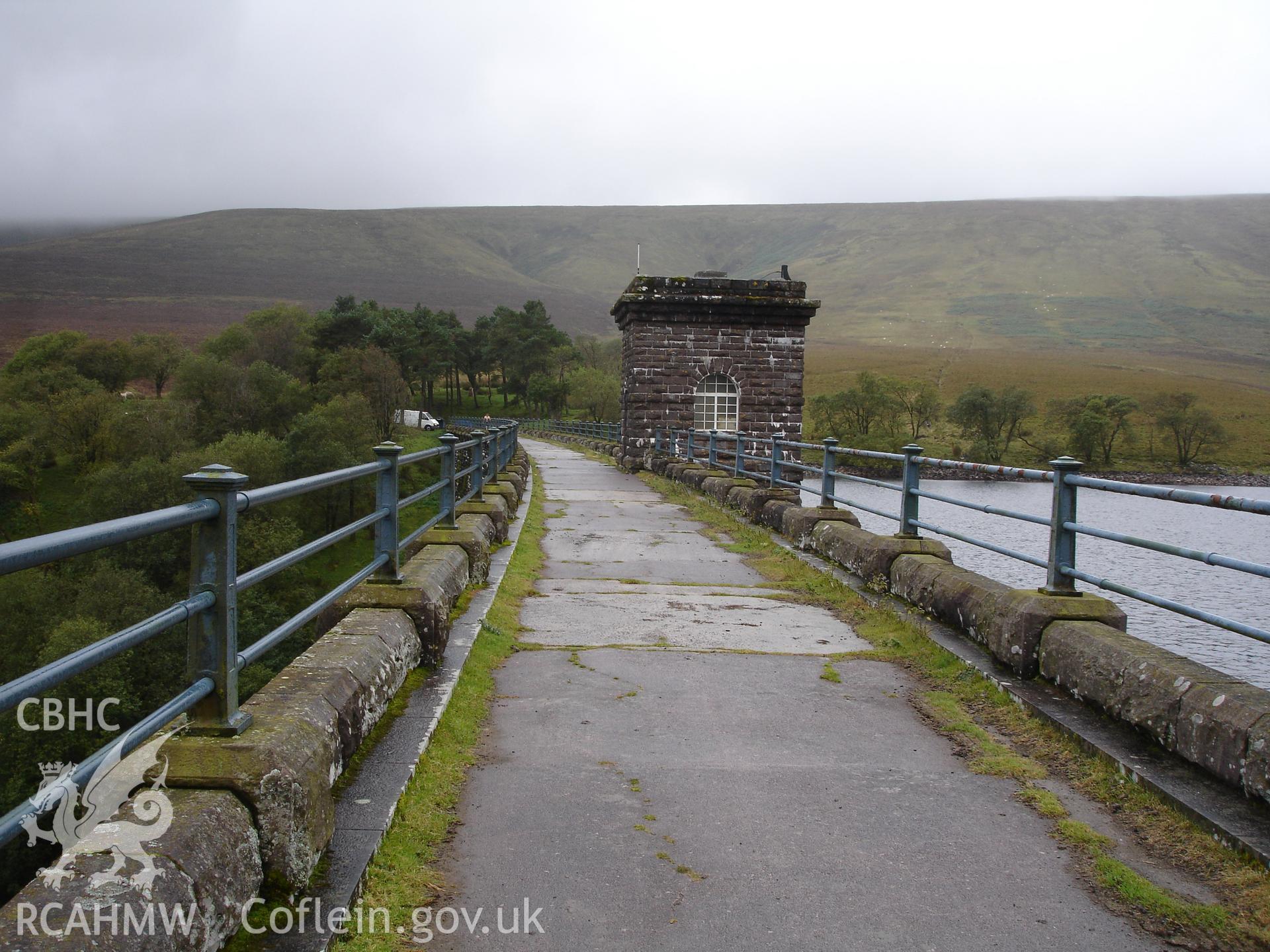 Digital colour photograph of Grwyne Fawr Reservoir Dam taken on 22/09/2007 by R.P.Sambrook during the Black Mountains Central (North) Survey undertaken by Trysor.