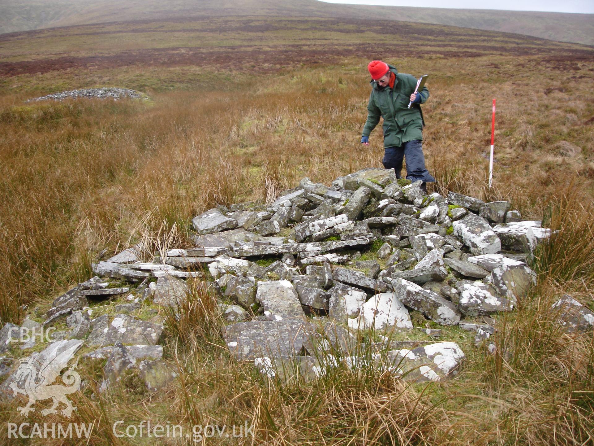 Digital colour photograph of Nant Yr Helyg Cairn II taken on 28/02/2007 by R.P.Sambrook during the Black Mountains Central (North) Survey undertaken by Trysor.