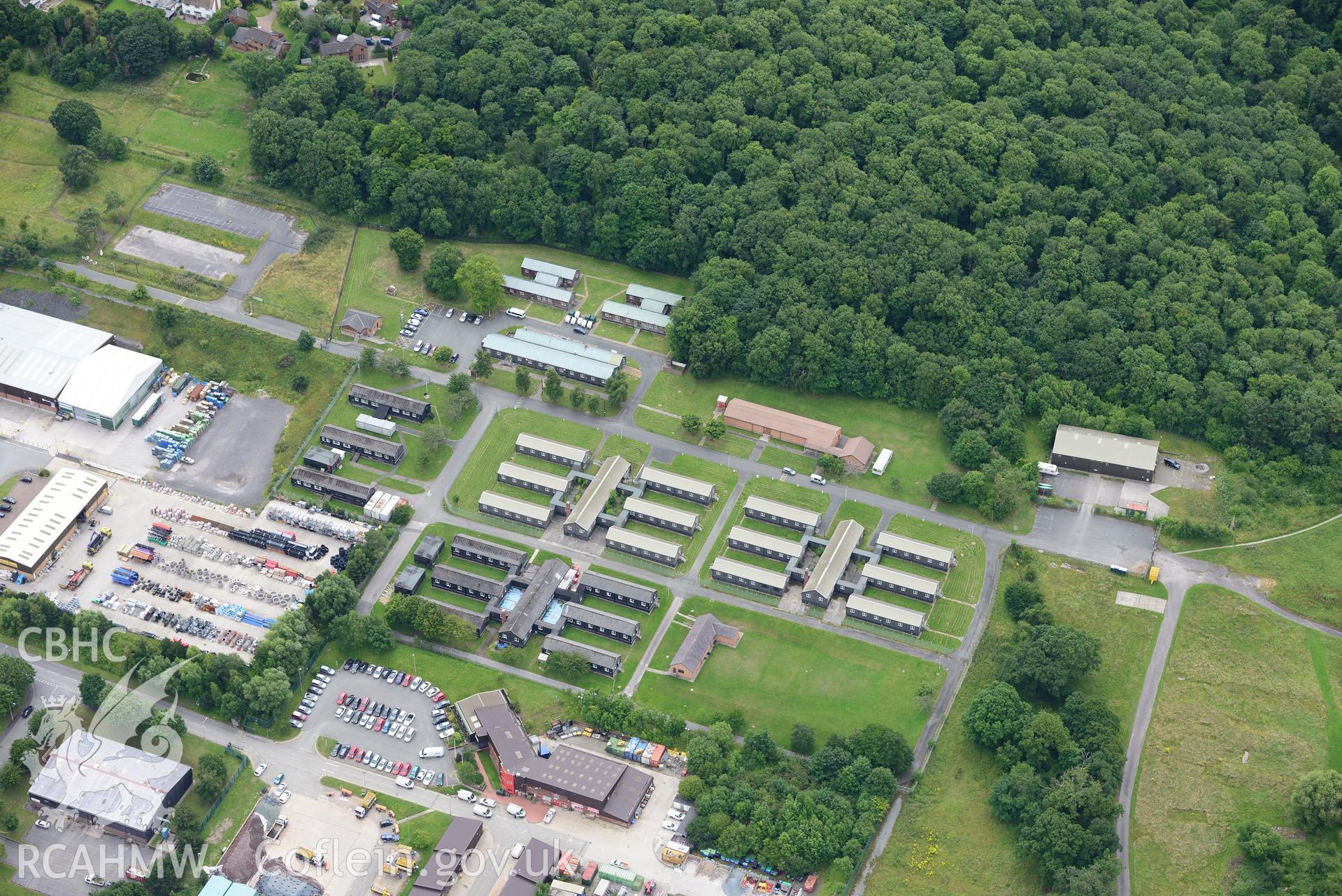 Kinmel Military Camp, Bodelwyddan. Oblique aerial photograph taken during the Royal Commission's programme of archaeological aerial reconnaissance by Toby Driver on 30th July 2015.