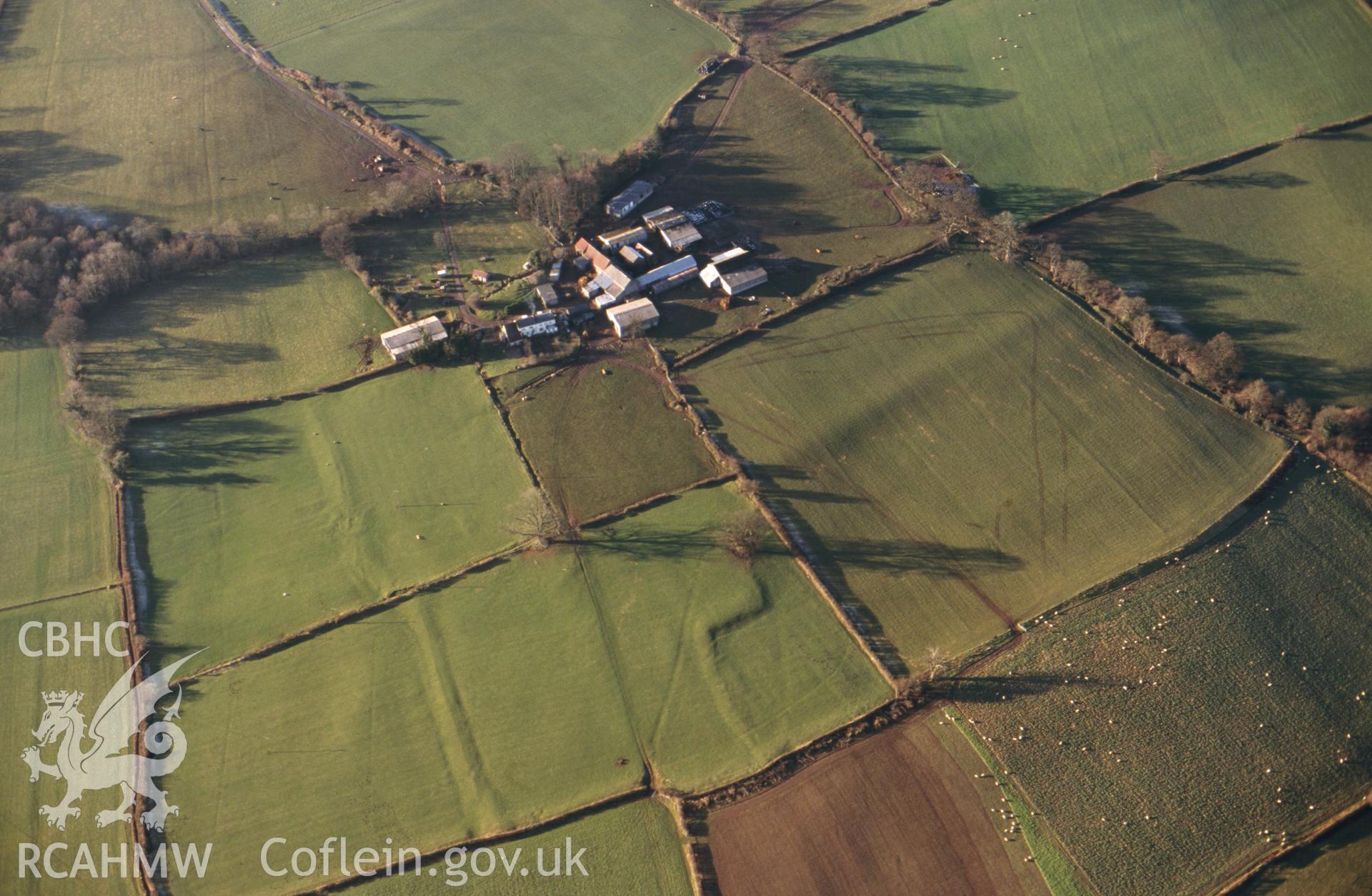 Aerial view of Berllan Earthworks.