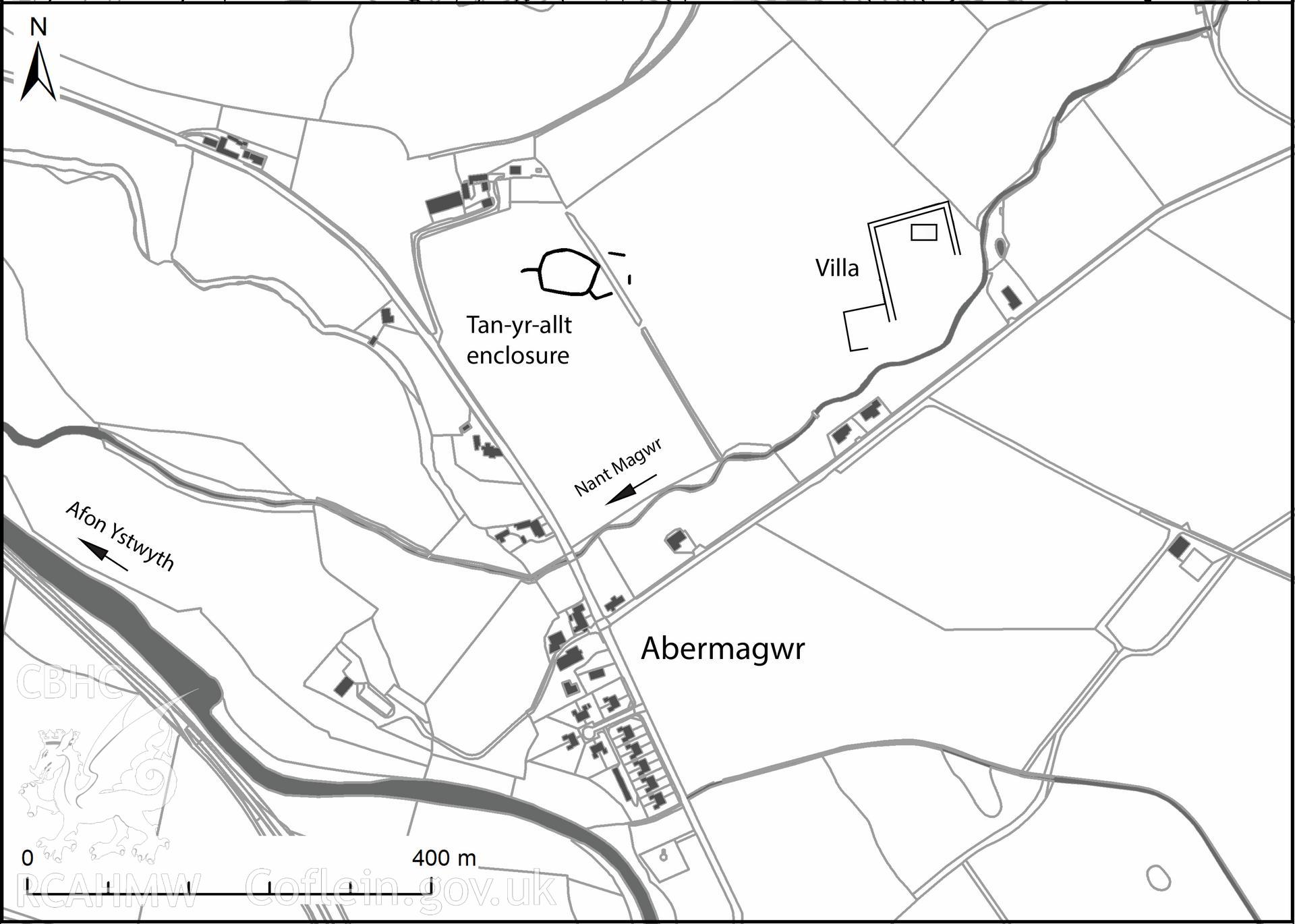 Arch Camb 167 (2018) 143-219. "The Romano-British villa at Abermagwr, Ceredigion: excavations 2010-2015" by Davies and Driver. Fig 2 detailed location map