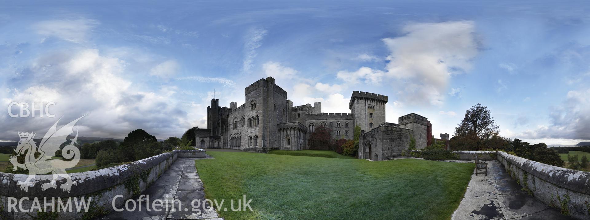 Reduced resolution Tiff of stitched images at the entrance to Penrhyn Castle produced by Susan Fielding and Rita Singer, October 2017. Produced through European Travellers to Wales project.