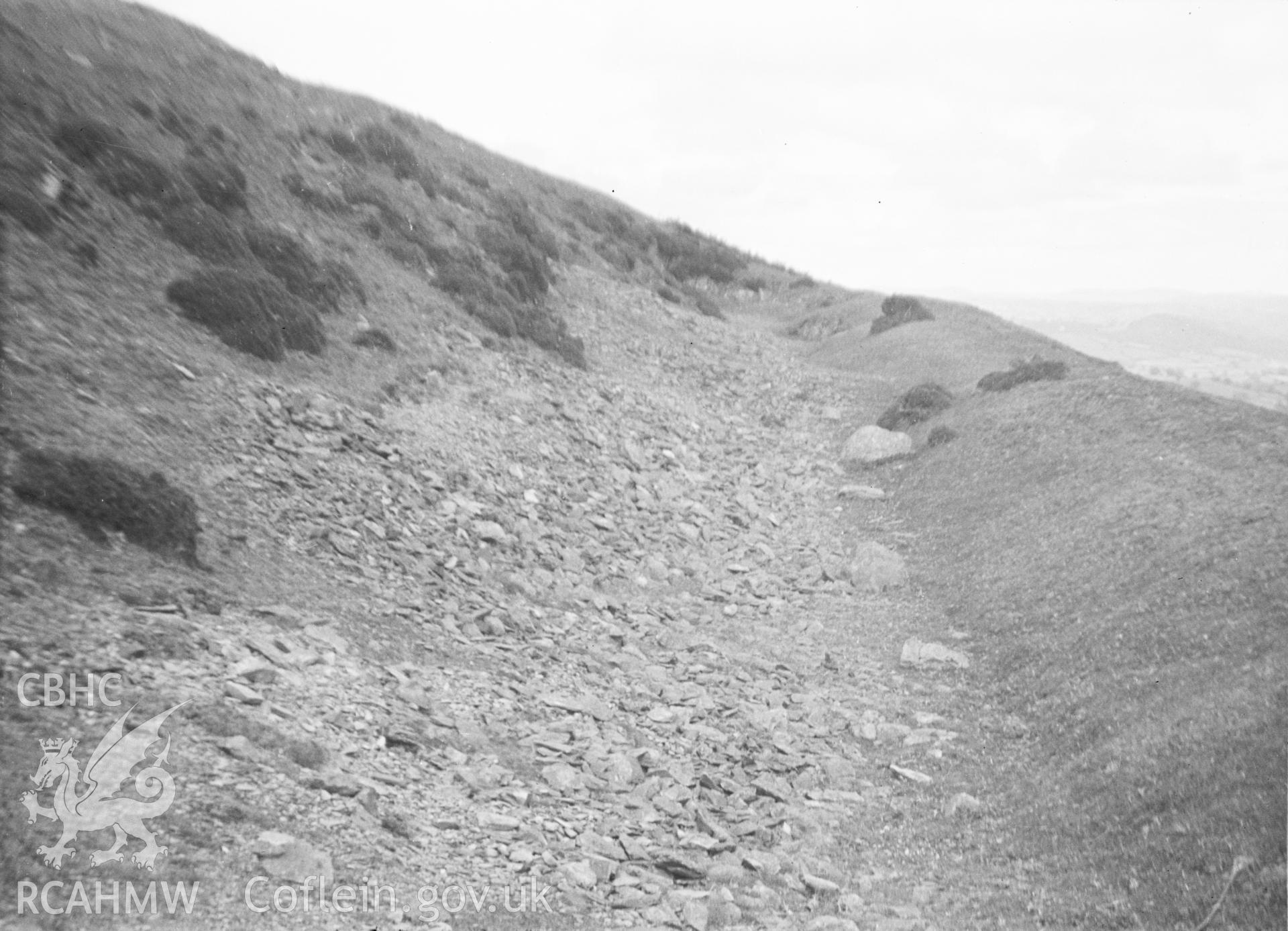 Digital copy of nitrate negative showing Caer Enui stone circle. From the Cadw Monuments in Care Collection.