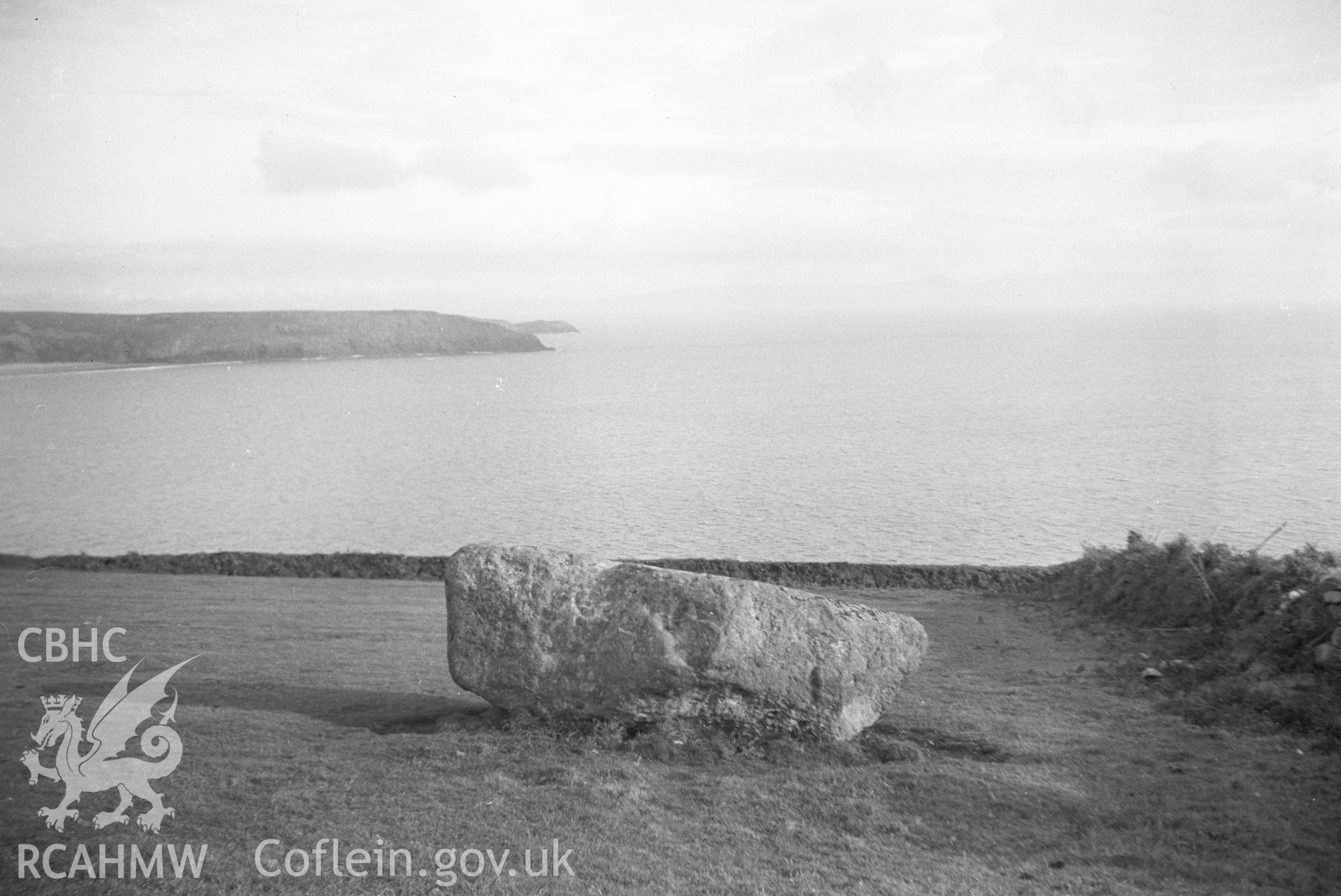 Digital copy of a nitrate negative showing Cilan Uchaf Burial Chamber.