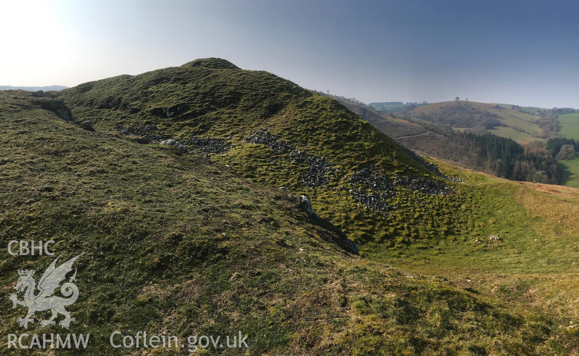 Colour photograph of Cefnllys Castle, east of Llandrindod Wells, taken by Paul R. Davis on 30th March 2019.