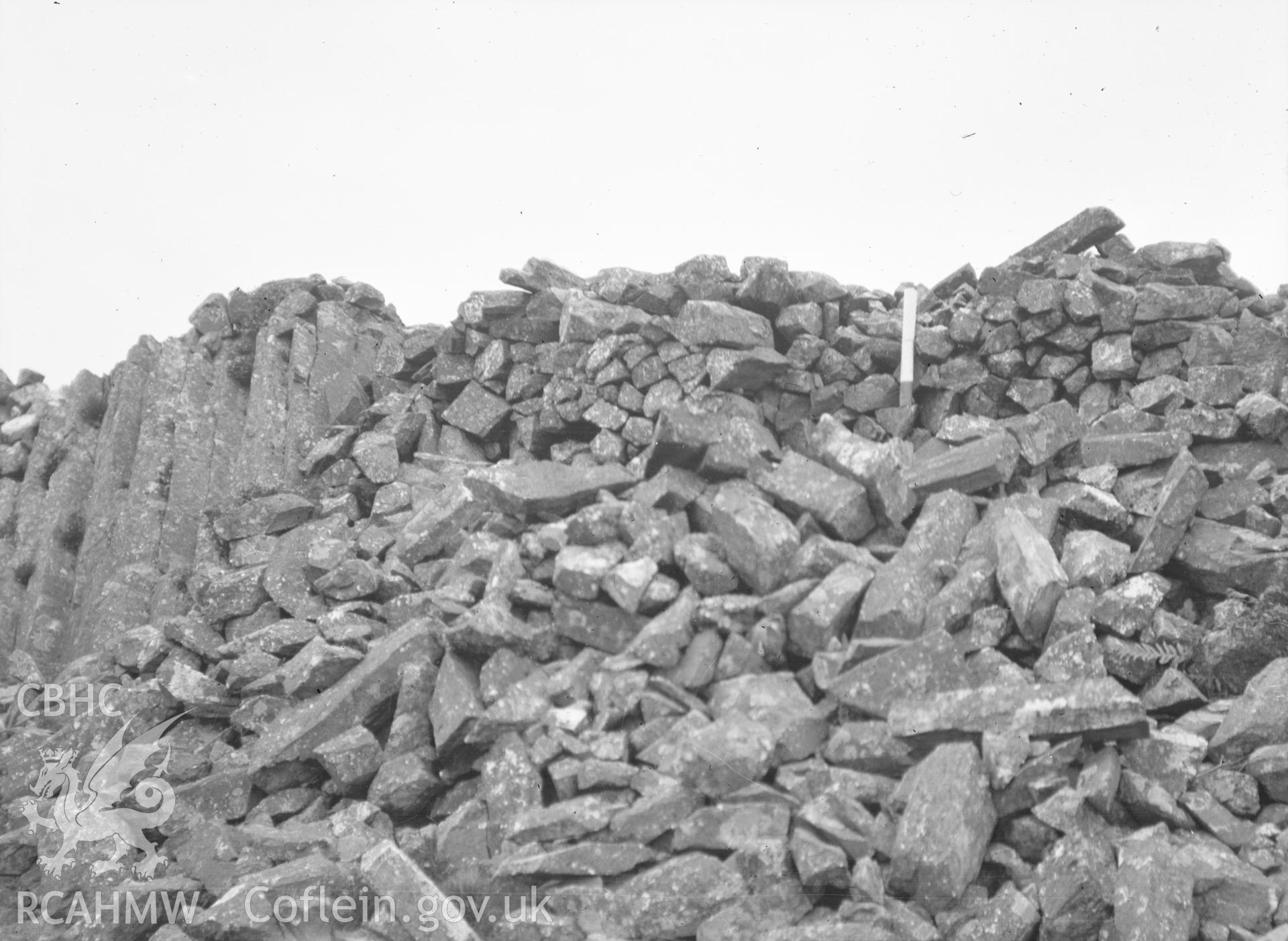 Digital copy of a nitrate negative showing Castell Caerau, Dolbenmaen.