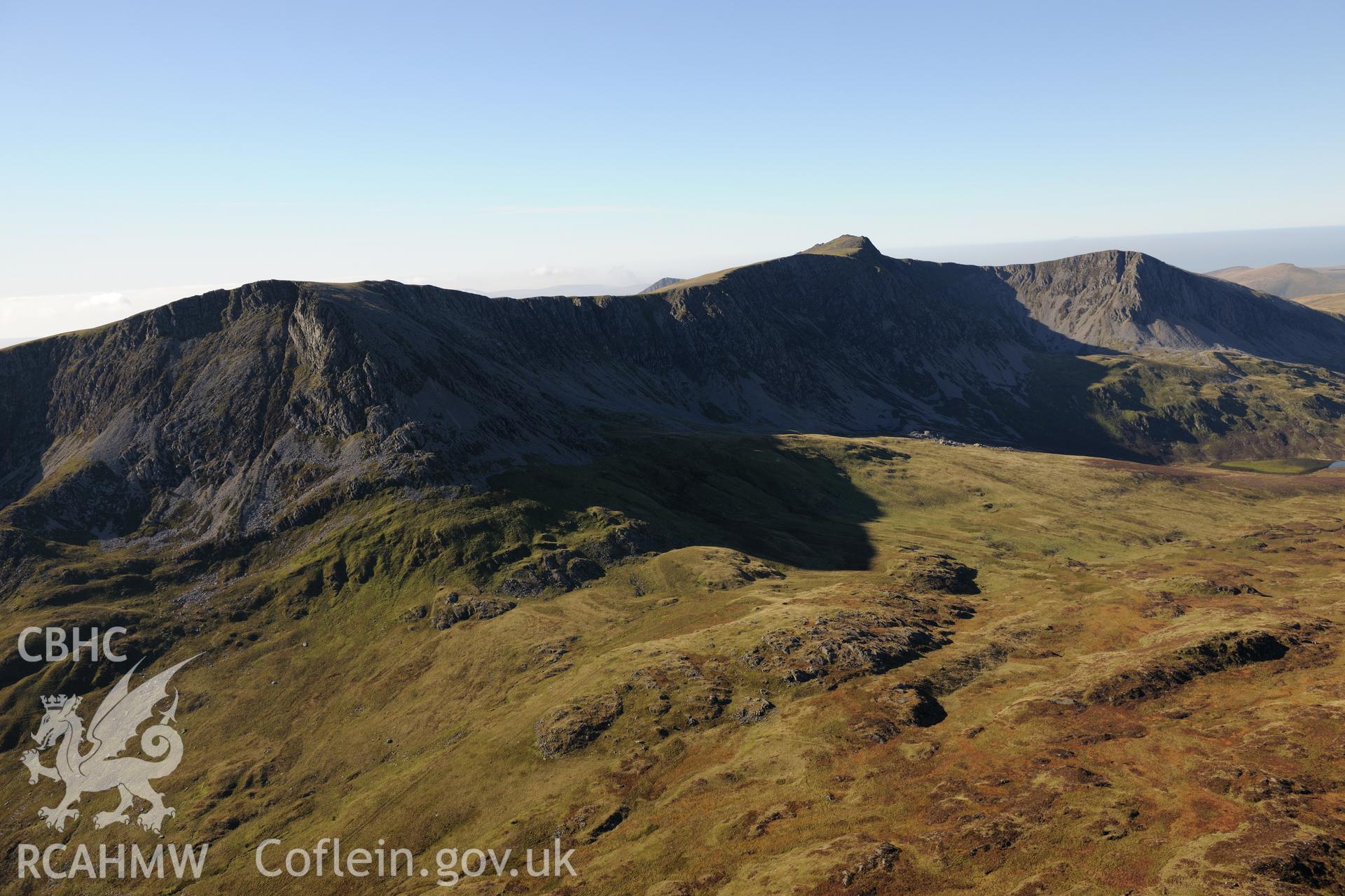 Cadair Idris ridge from the north. Oblique aerial photograph taken during the Royal Commission's programme of archaeological aerial reconnaissance by Toby Driver on 2nd October 2015.